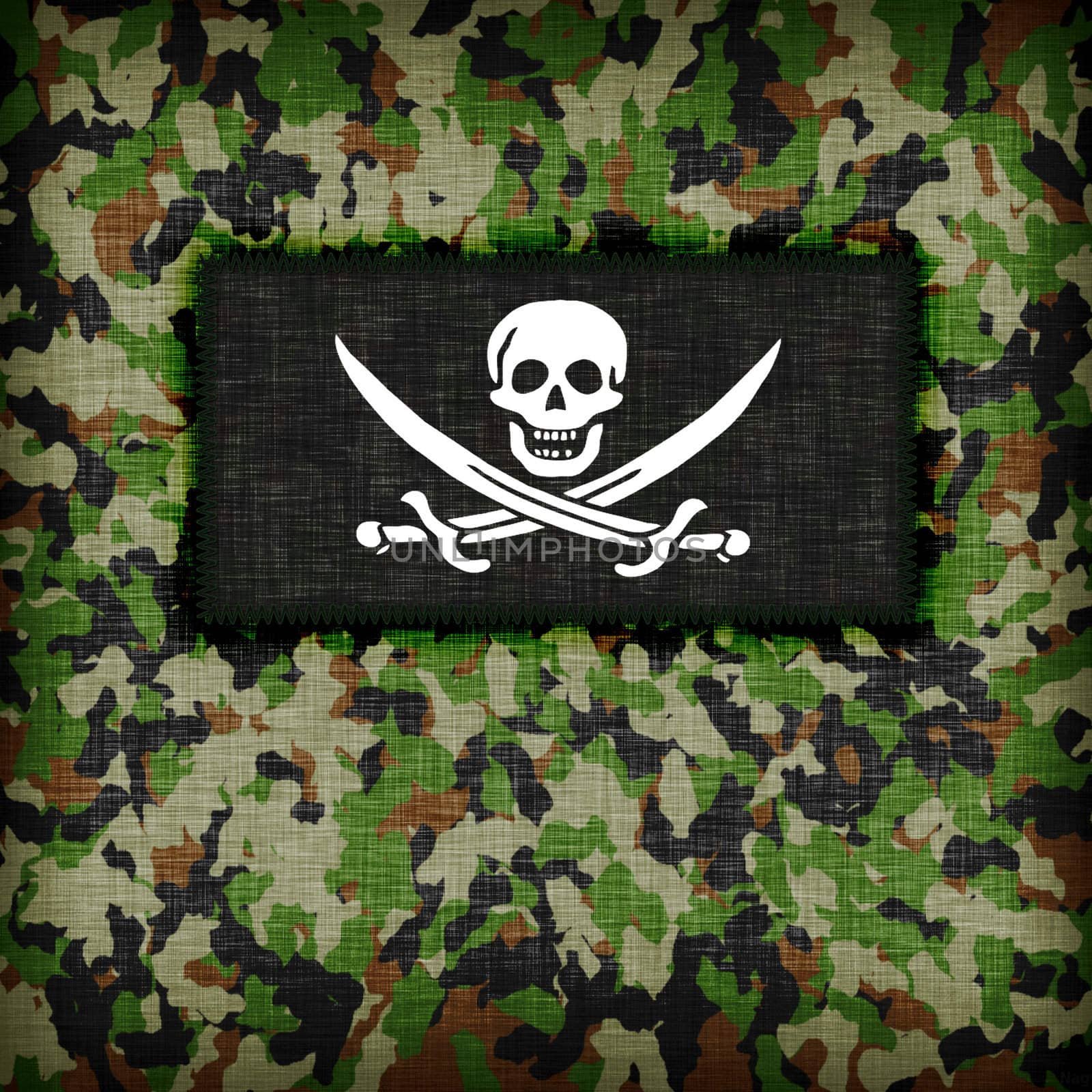 Amy camouflage uniform with flag on it, Pirate