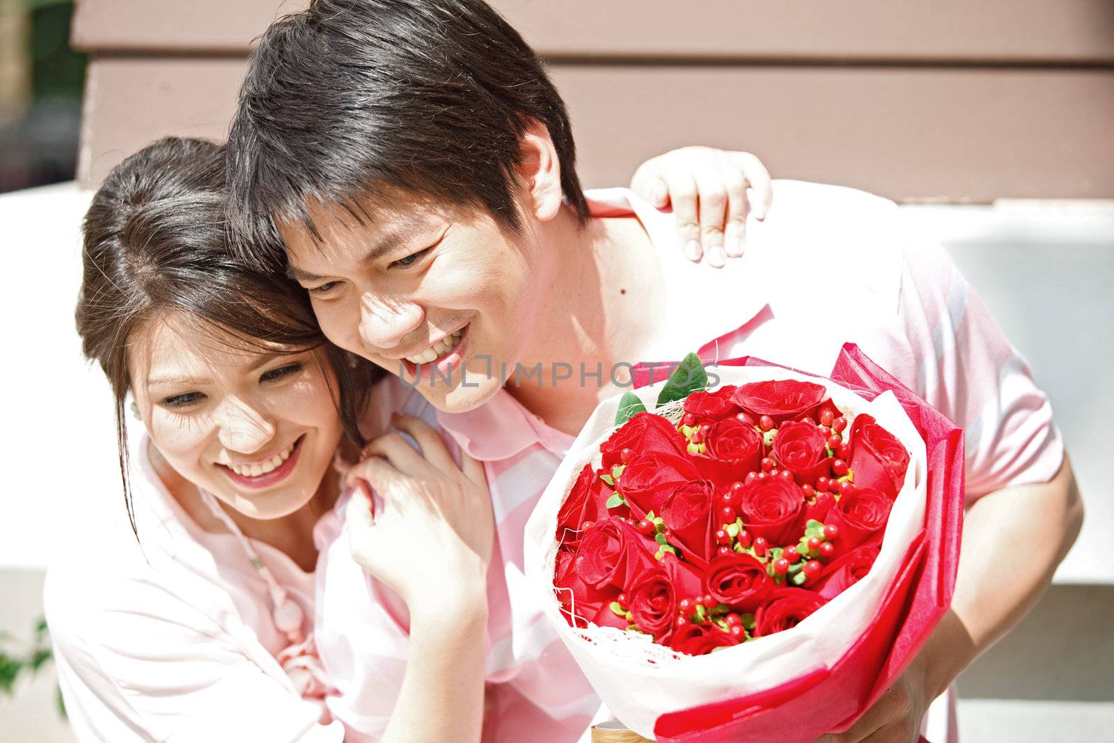 happiness couples with roses