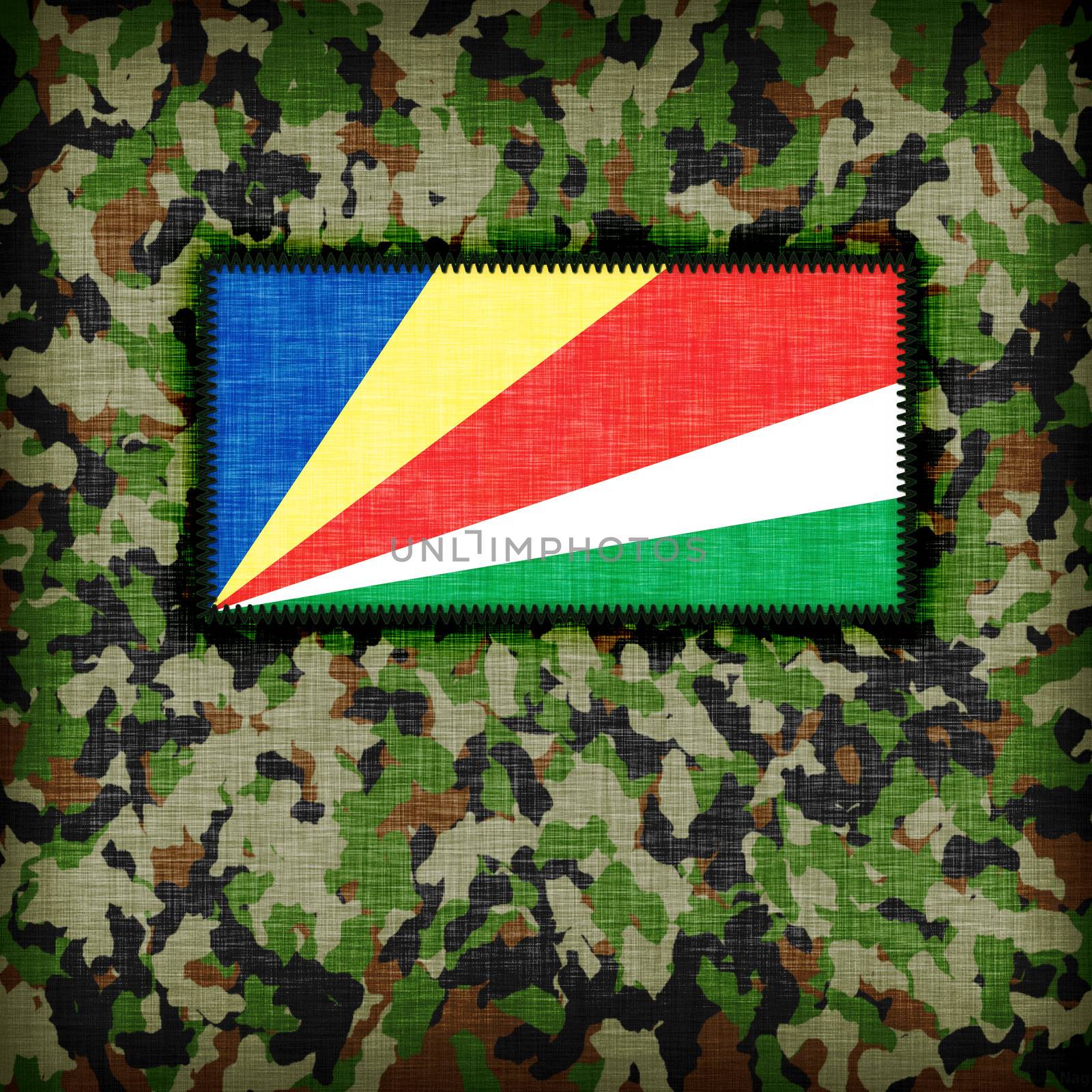 Amy camouflage uniform with flag on it, The Seychelles