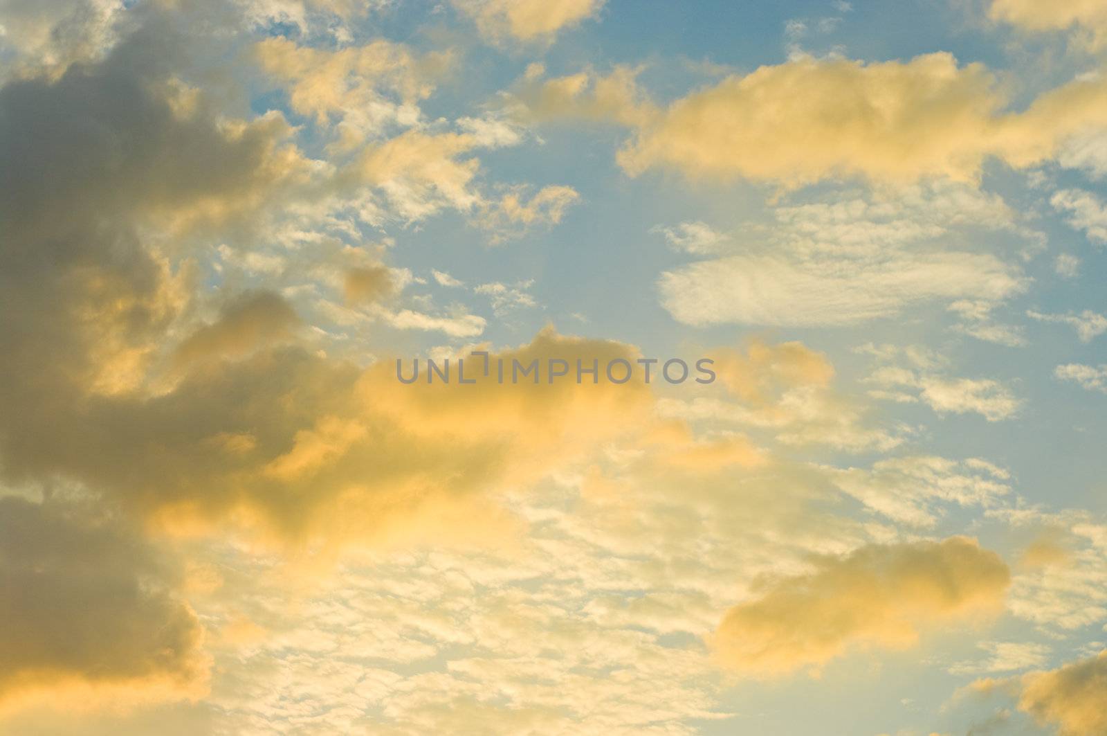 Nice cloudy sky with sunset rise