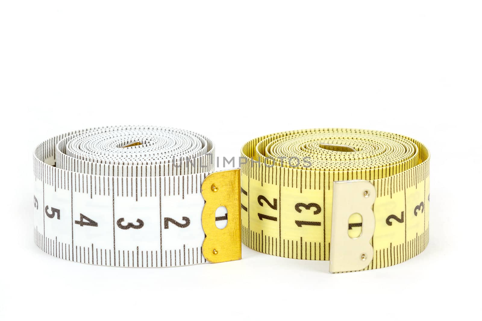 Yellow and white tape isolated on white background 