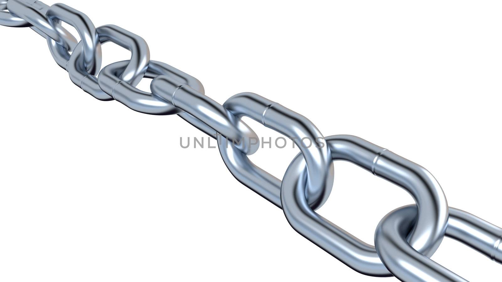 One Metallic Chain with a White Background