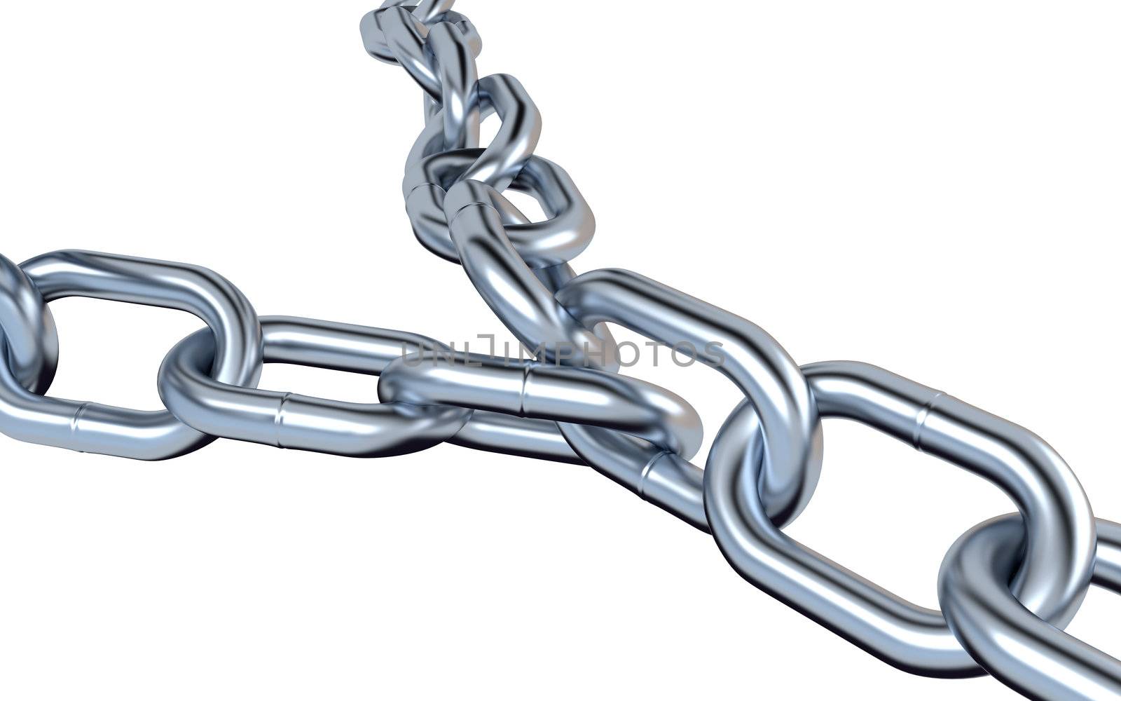 Two Metallic Chains with a White Background