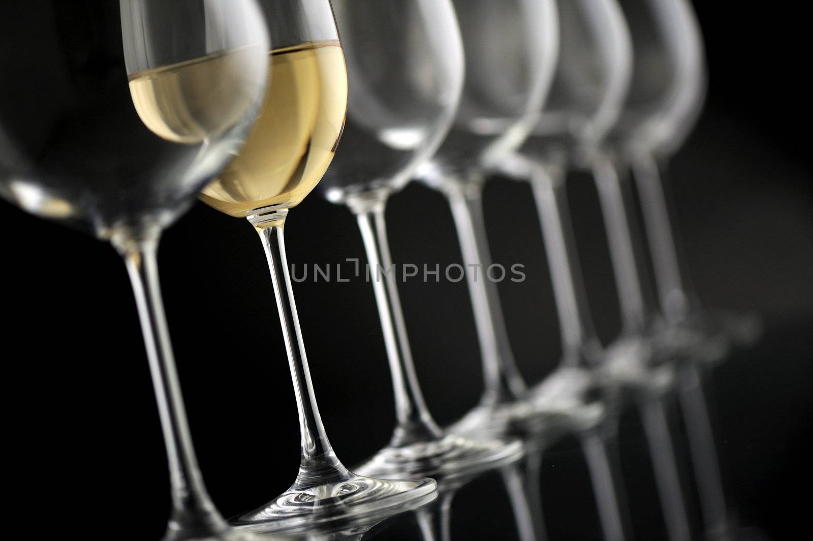 wine glass on black background 
