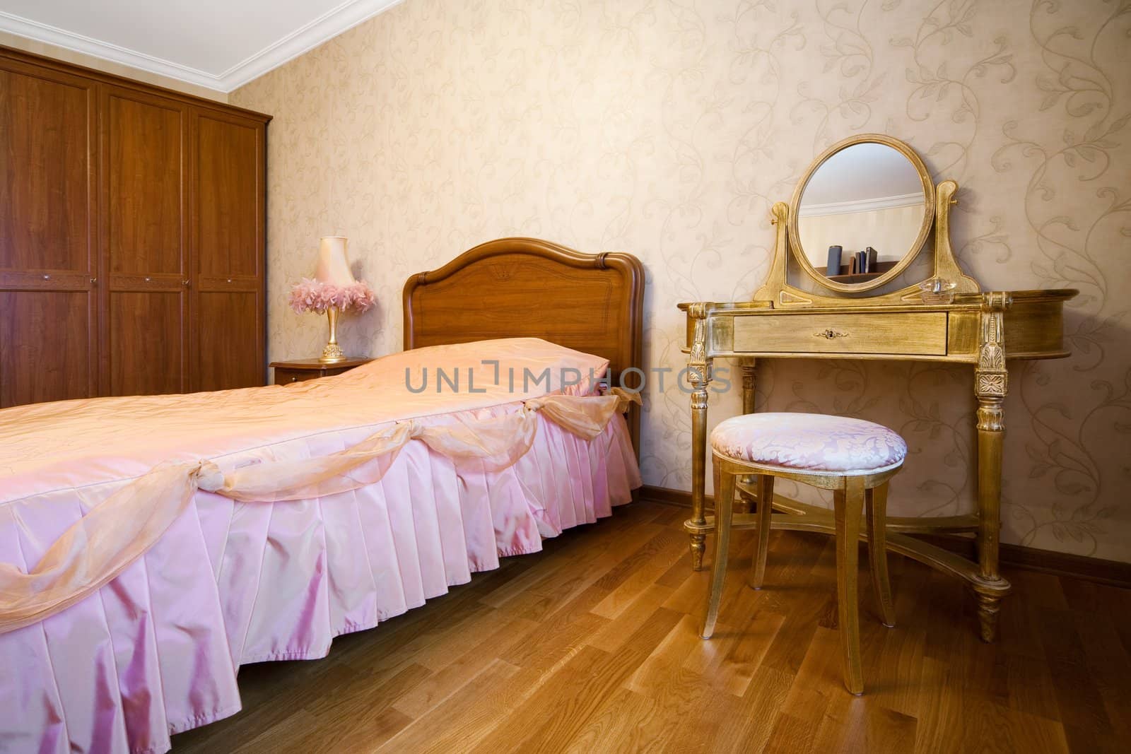 Bedroom with dressing table in modern apartment