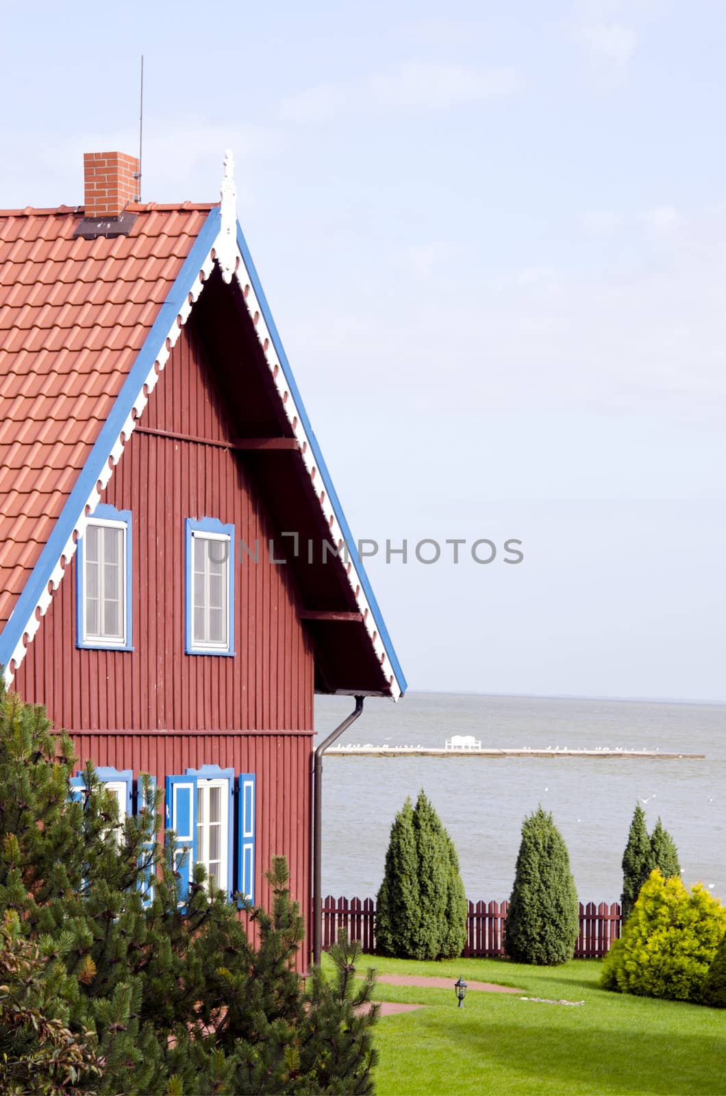 Rural living house near sea. Architectural details by sauletas