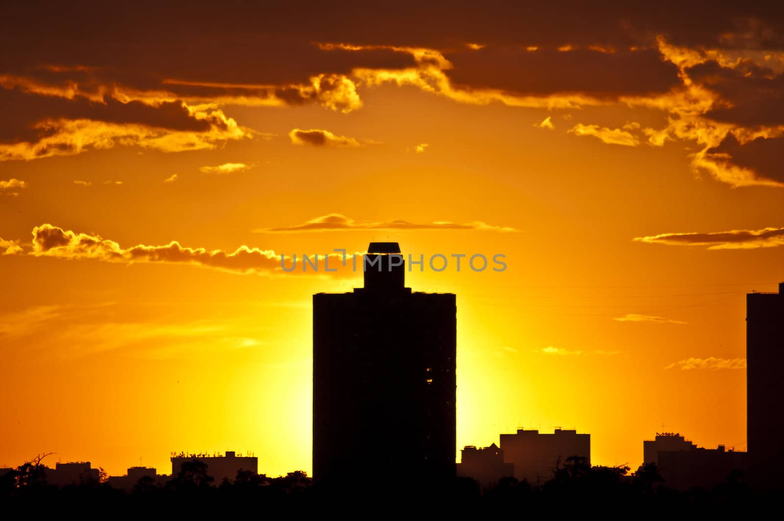 Silhouettes of houses in the Evening. Moscow by Stoyanov