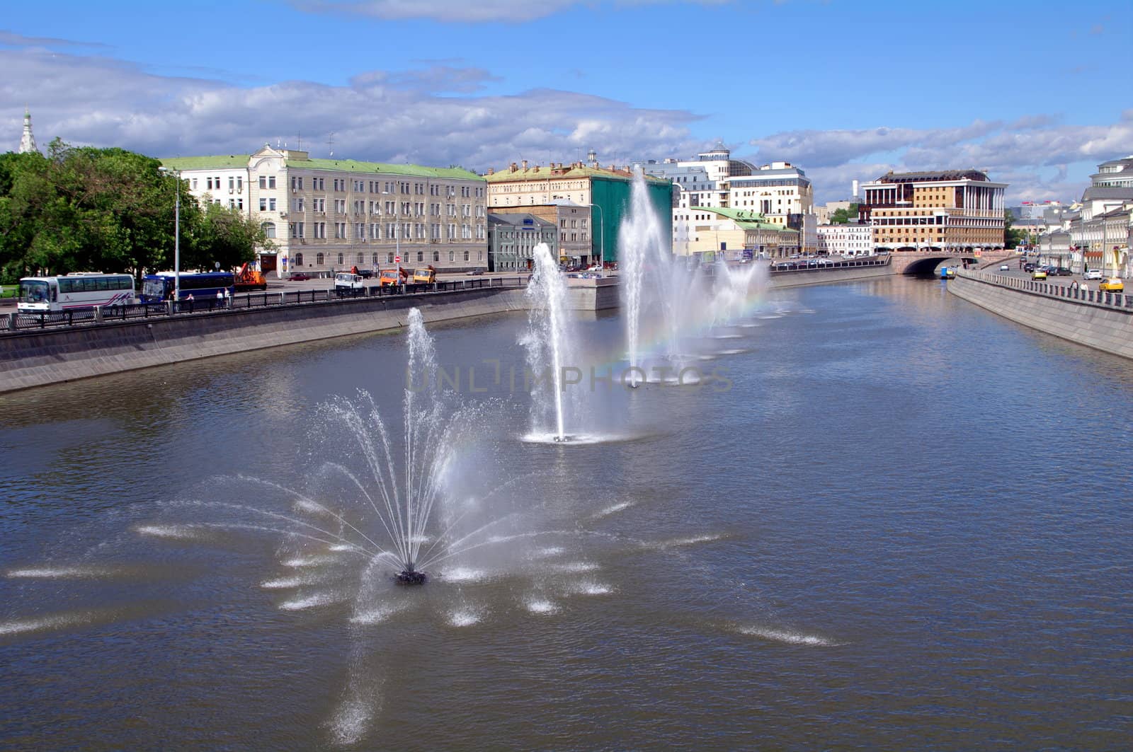 Fountains in obvodnii chanel, Moscow, Russia