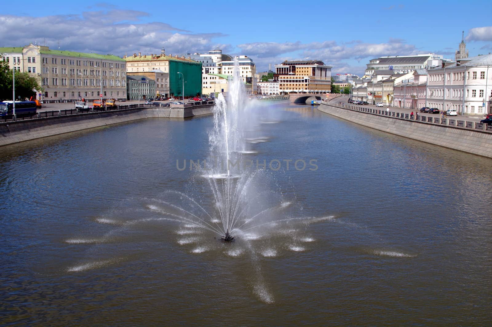 Fountains in obvodnii chanel, Moscow, Russia by Stoyanov