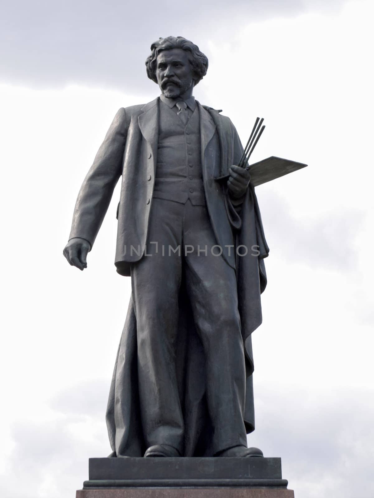 Monument of Artist Repin in Bolotnaya square, Moscow, Russia