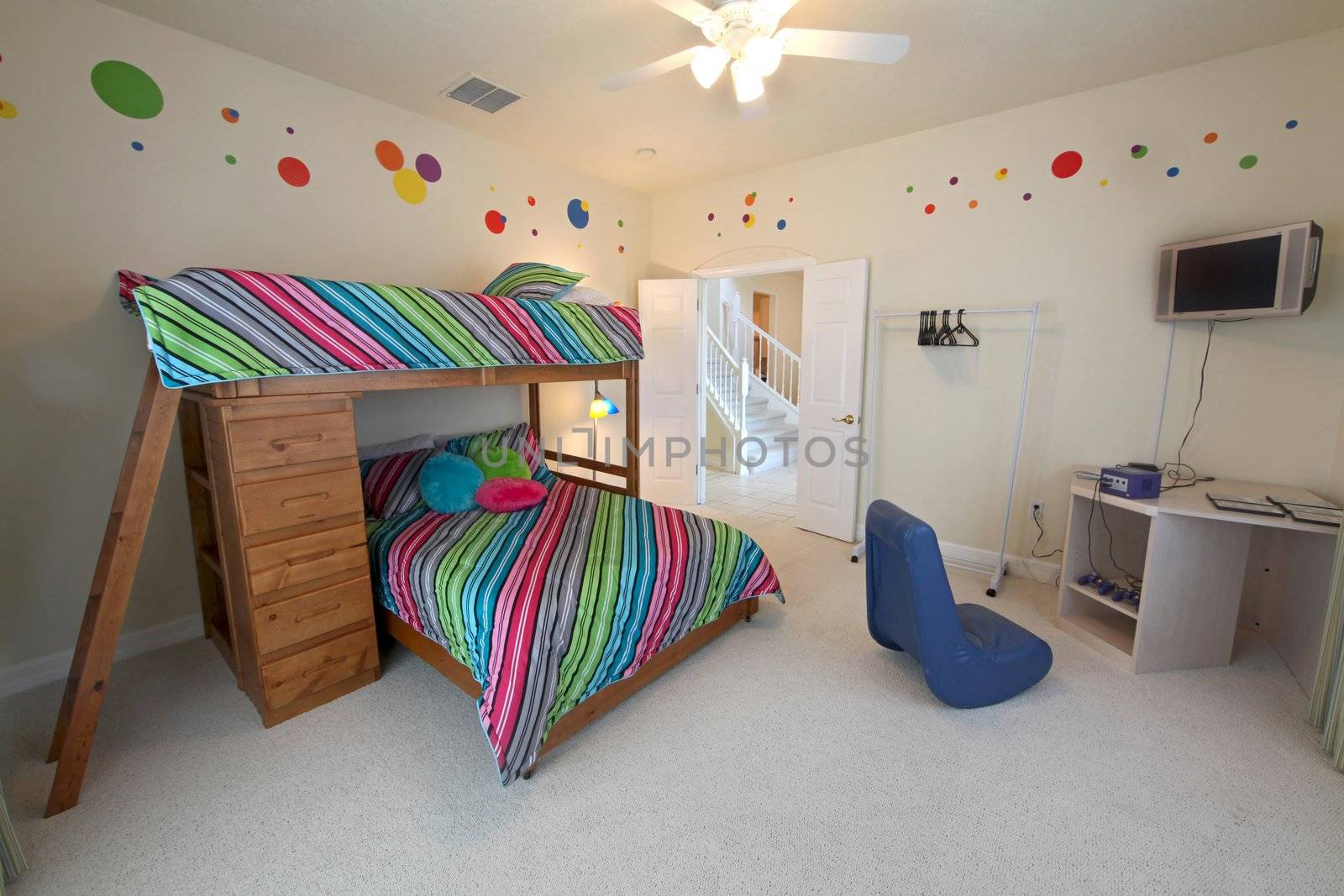 A Bedroom with a Bunk Bed, Interior Shot of a Home