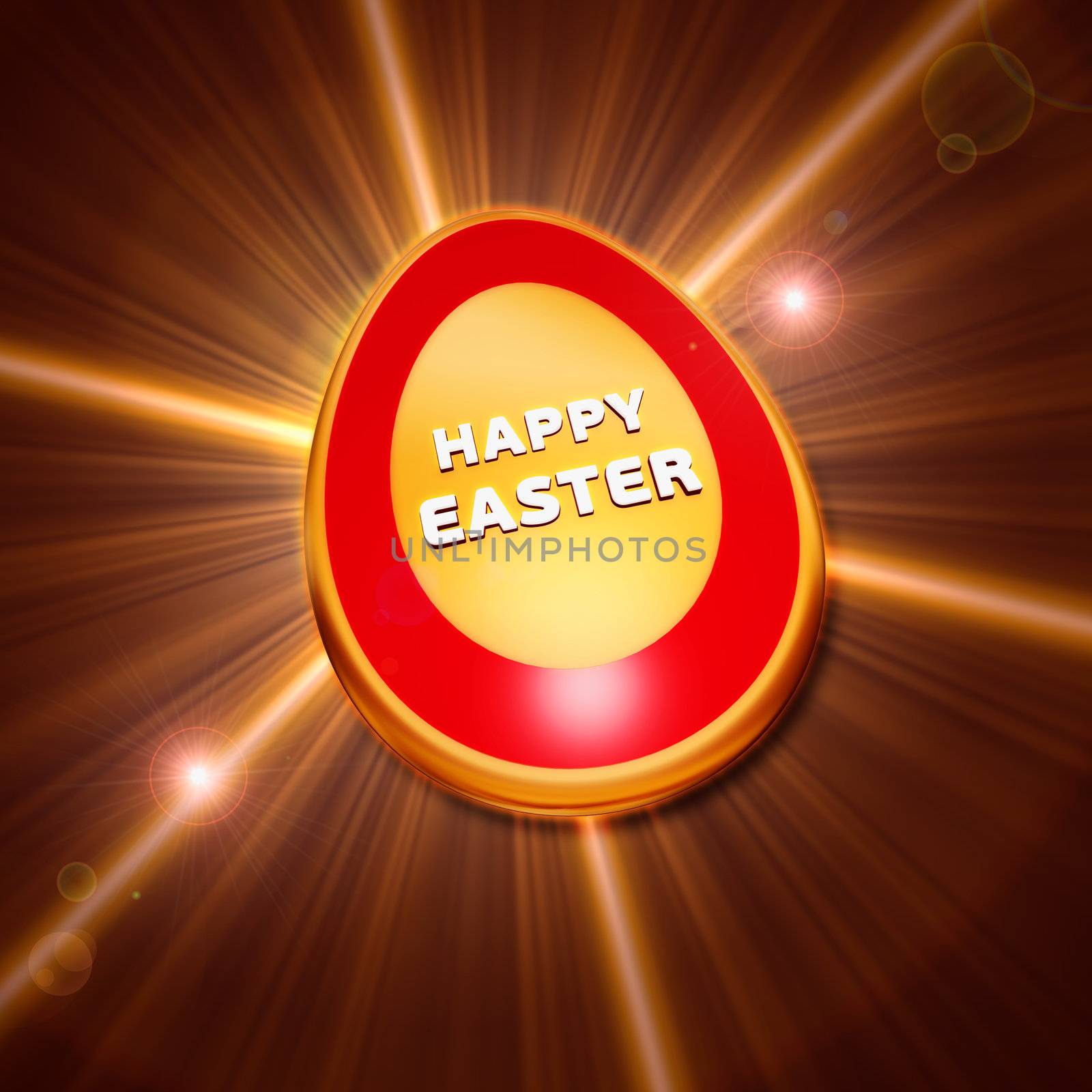 Happy Easter over shining golden egg by marinini