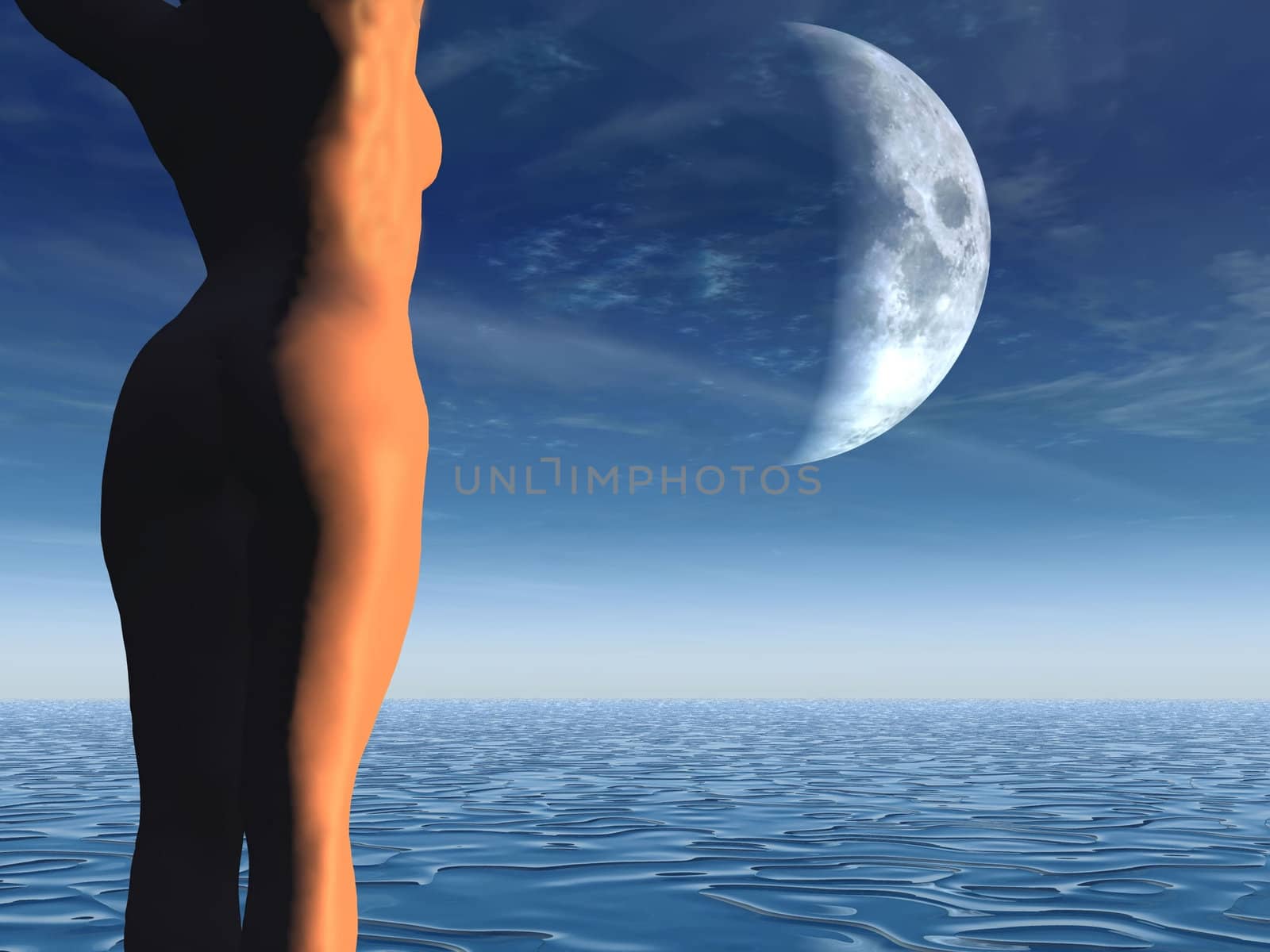 women and moon