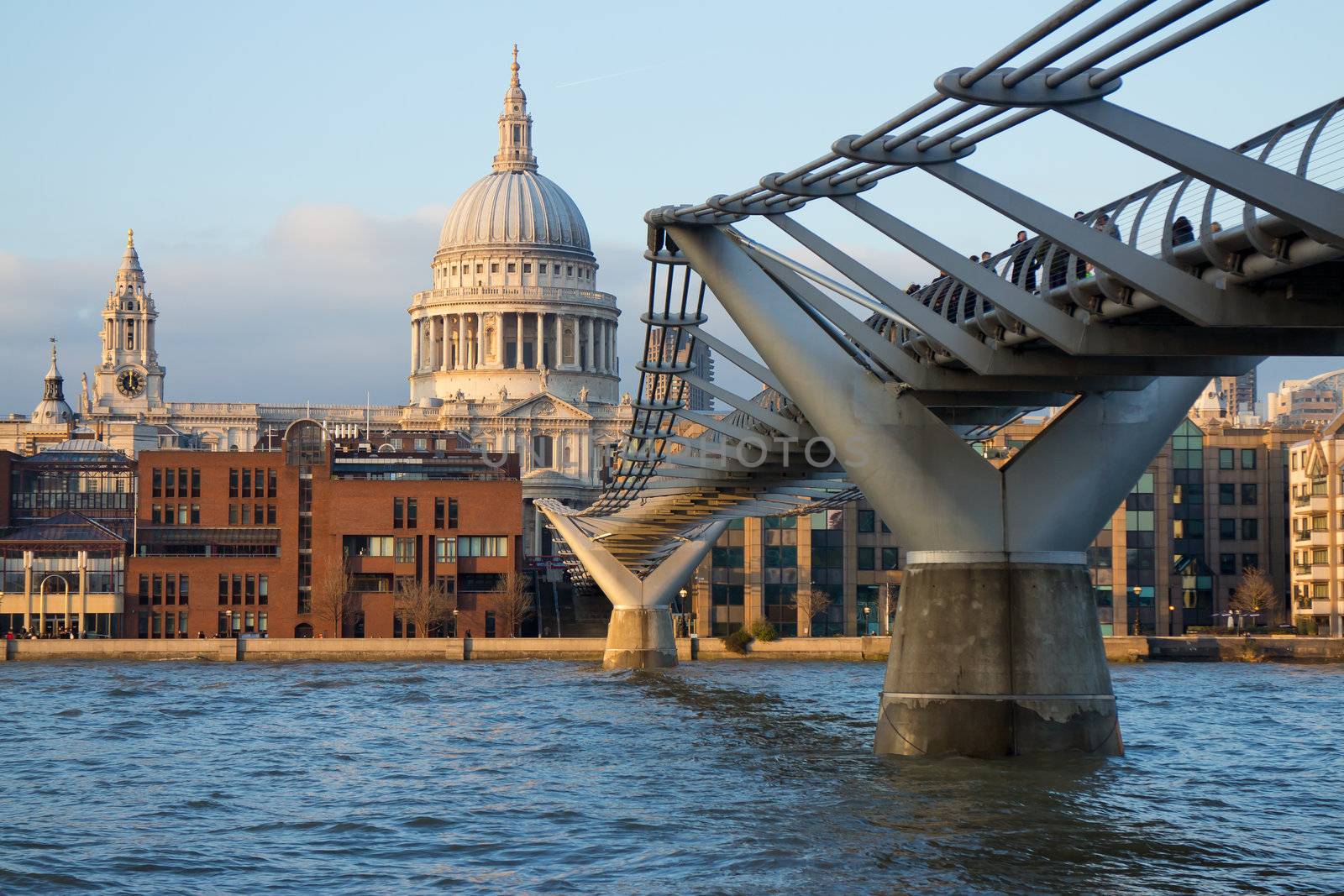 View of St Paul's cathedral and Millennium bridge, London  by Antartis