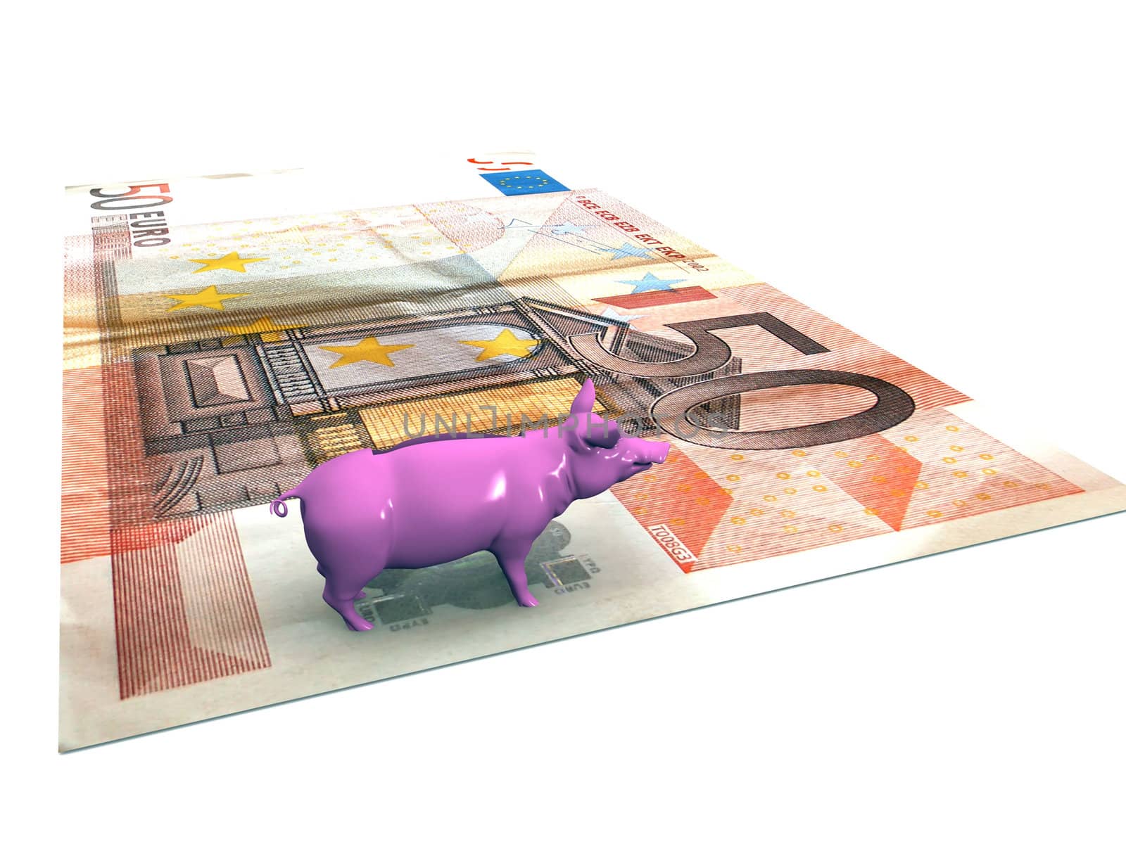 piggy bank and banknote