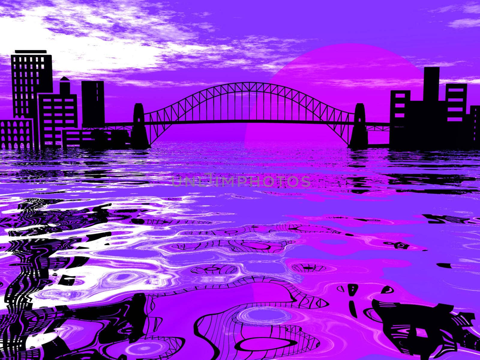 the city and the bridge and its reflection