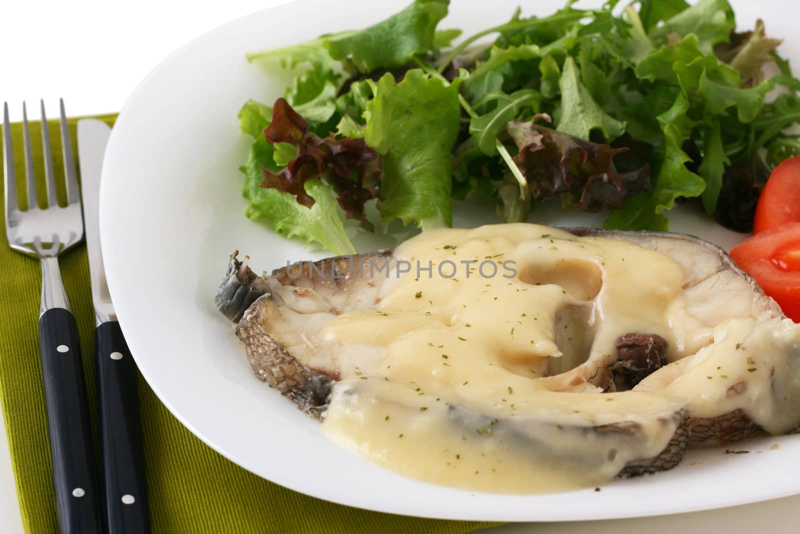 boiled fish on the plate by nataliamylova