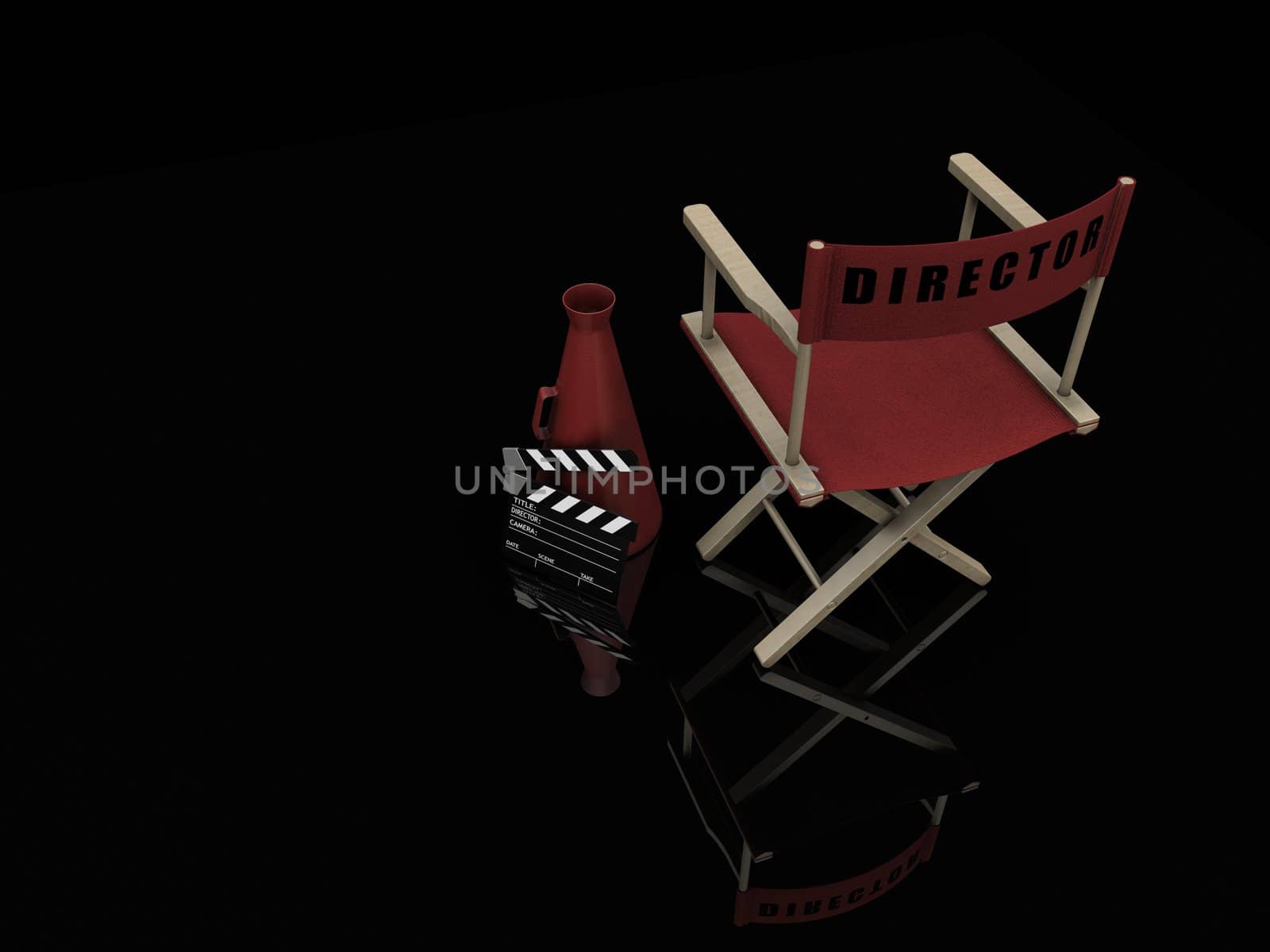 3D render of movie items isolated on white background
