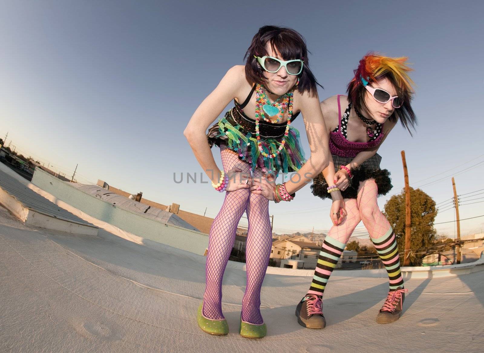 Punk Girls on a Roof by Creatista