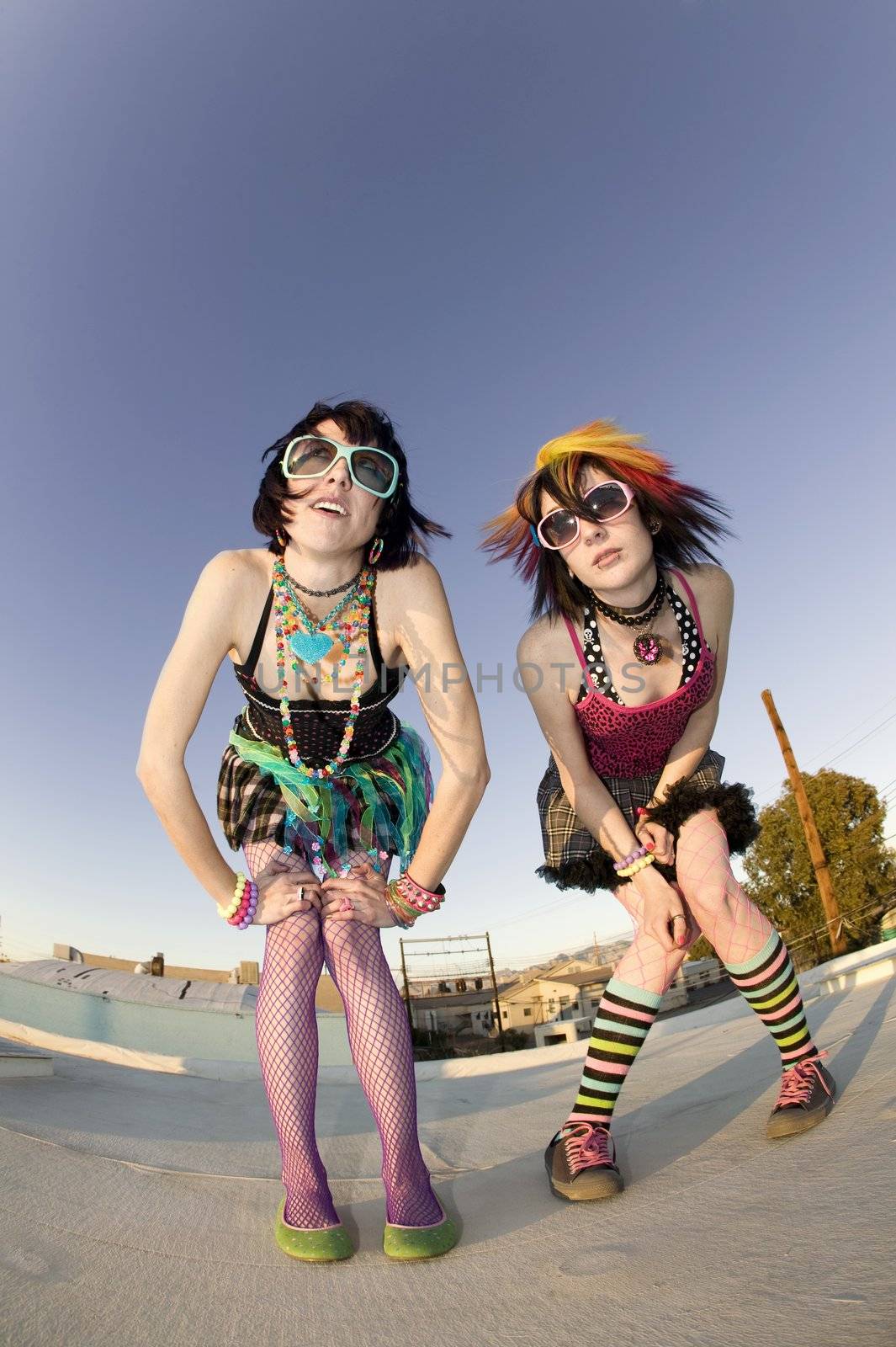 Punk Girls on a Roof by Creatista