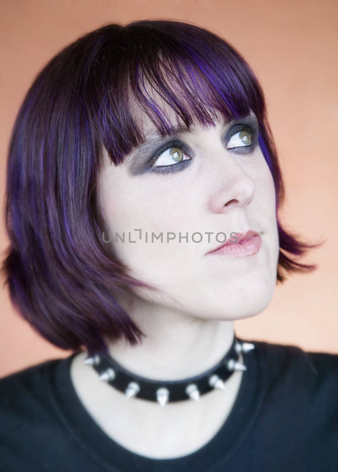 Alternative Young Woman with Purple Hair by Creatista