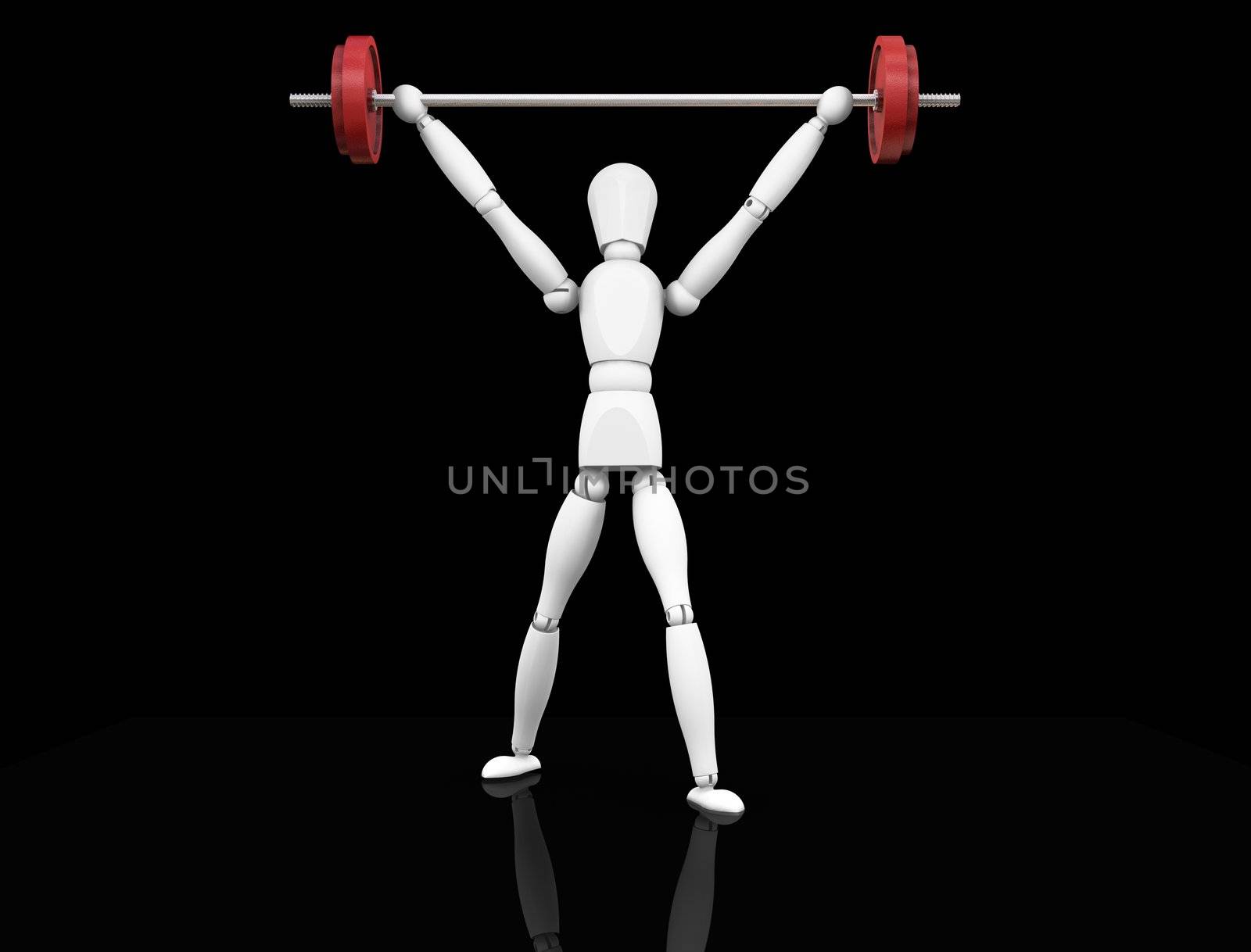 3D render of a man lifting weights