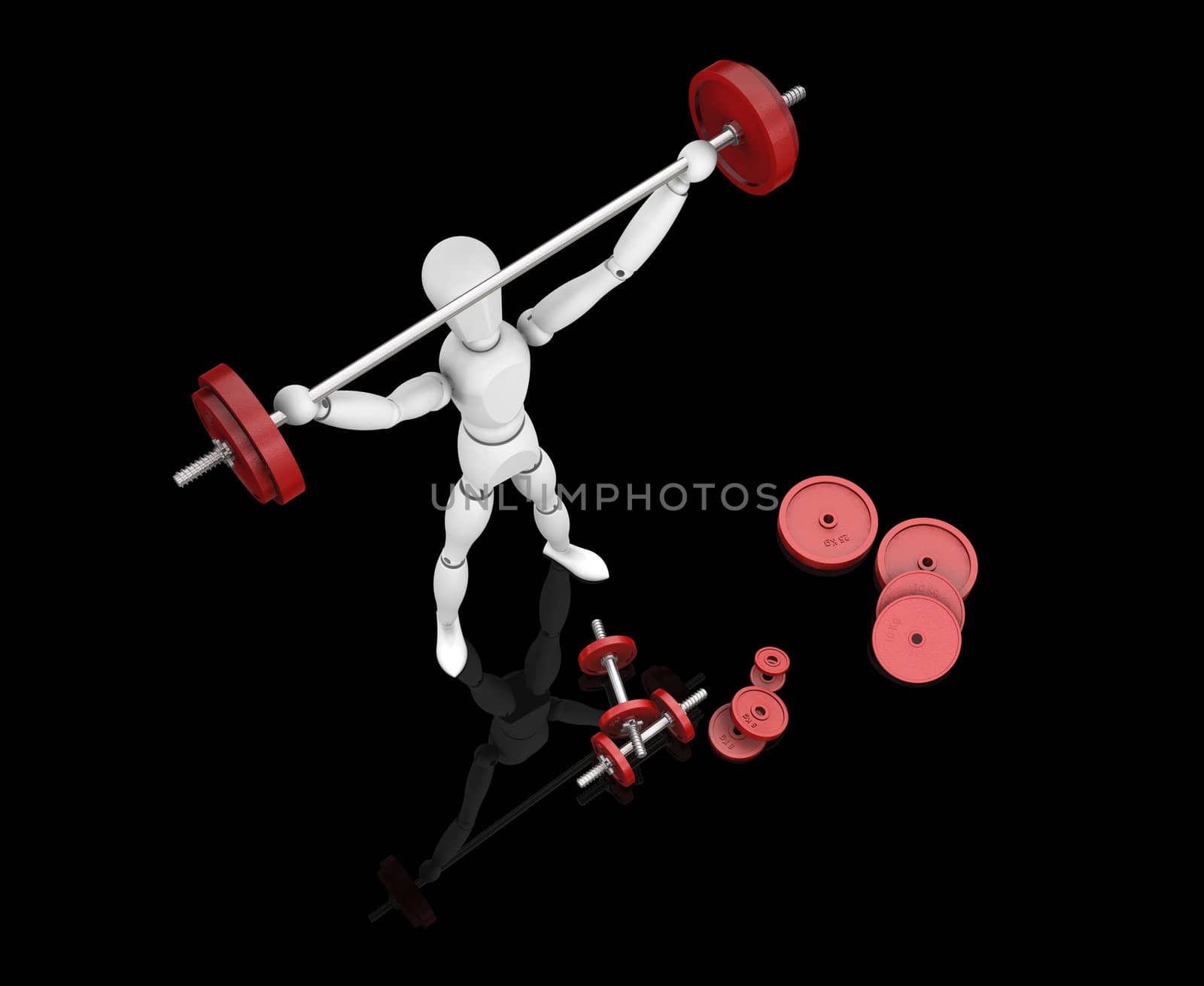 3D render of a man lifting weights