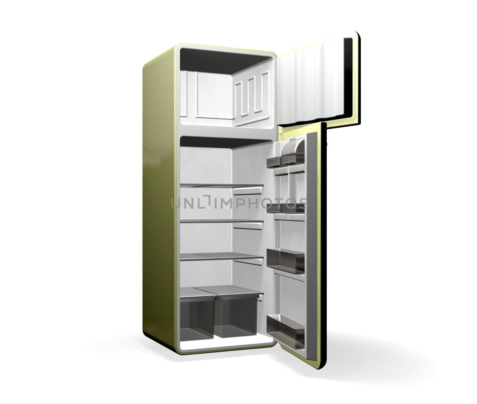 3D render of a modern fridge