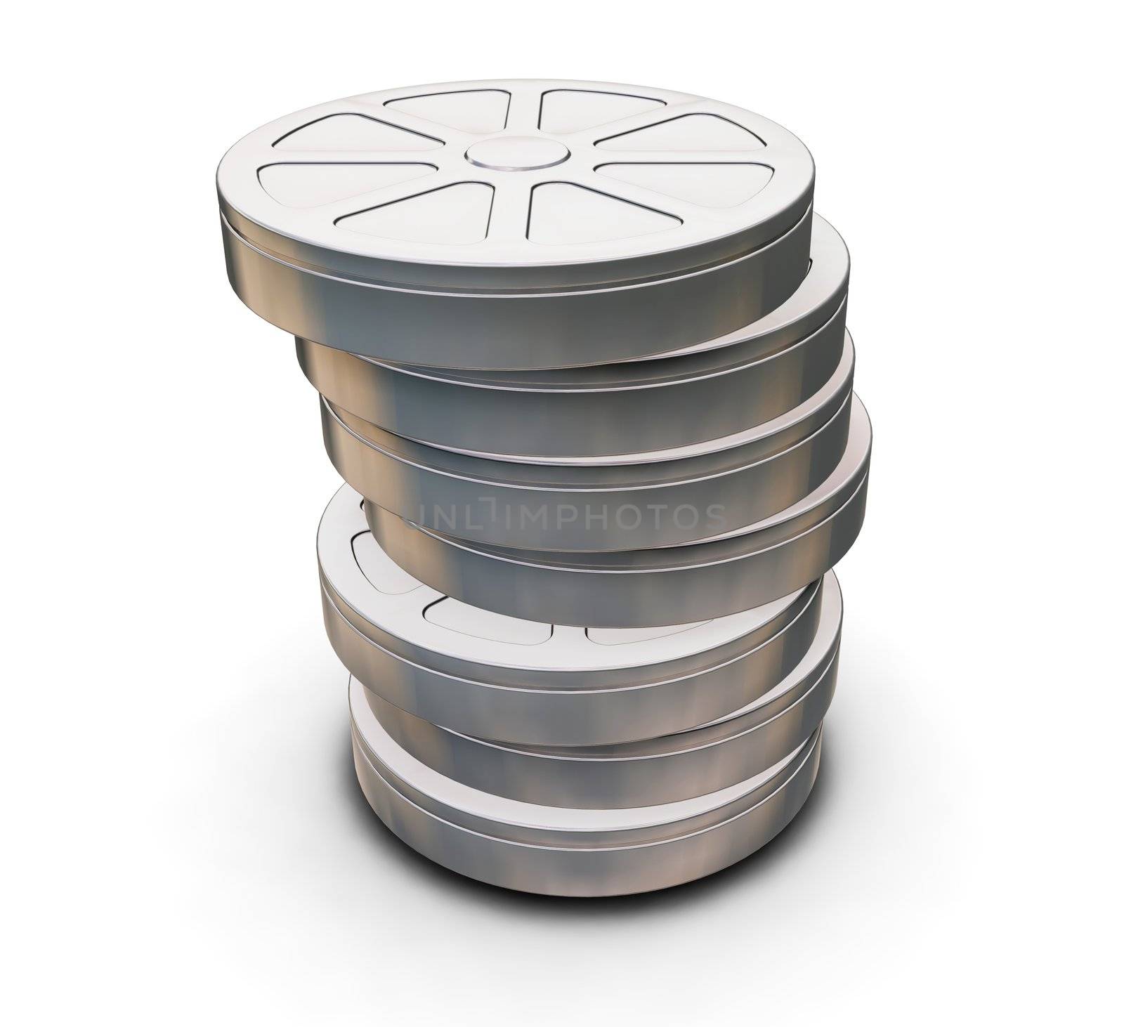 3D render of film reels