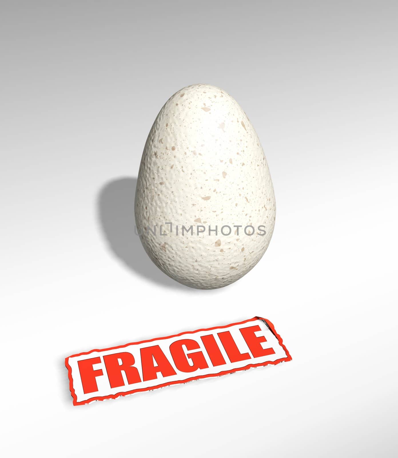 3D render of an egg with fragile sticker