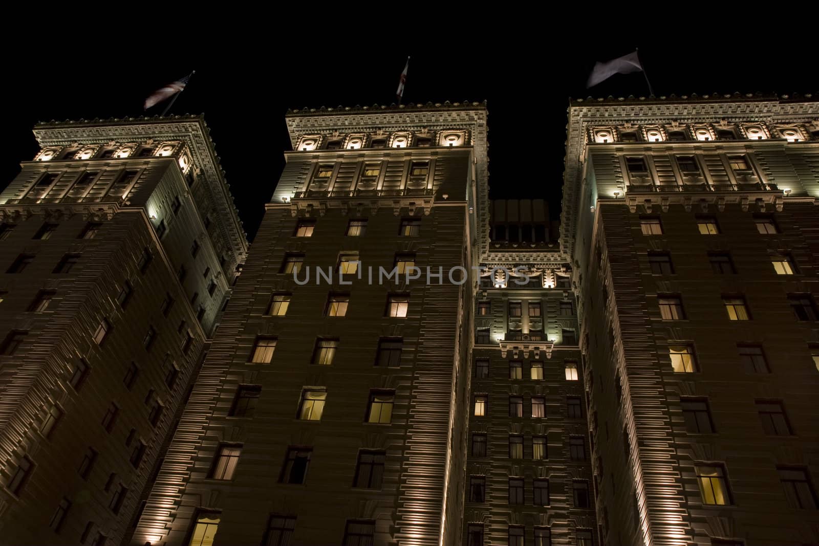 famous Westin St Francis Hotel at night by PixelsAway