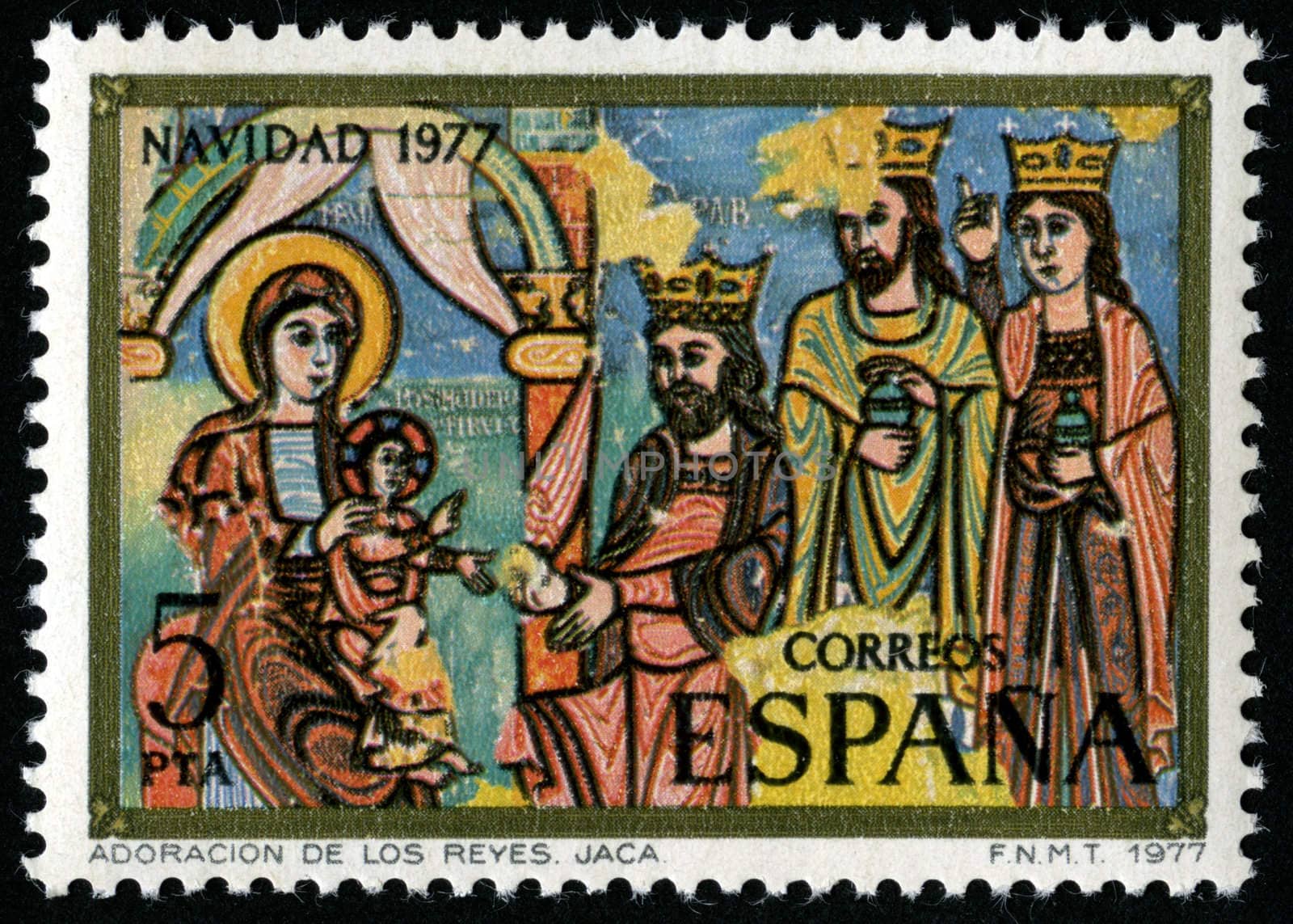 Vintage Spanish Stamps. 1977.
"Adoracion de los Reyes"