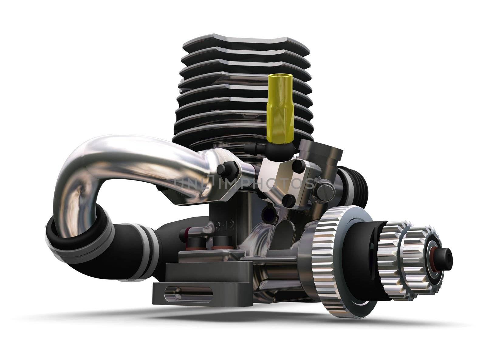 3D render of a car engine