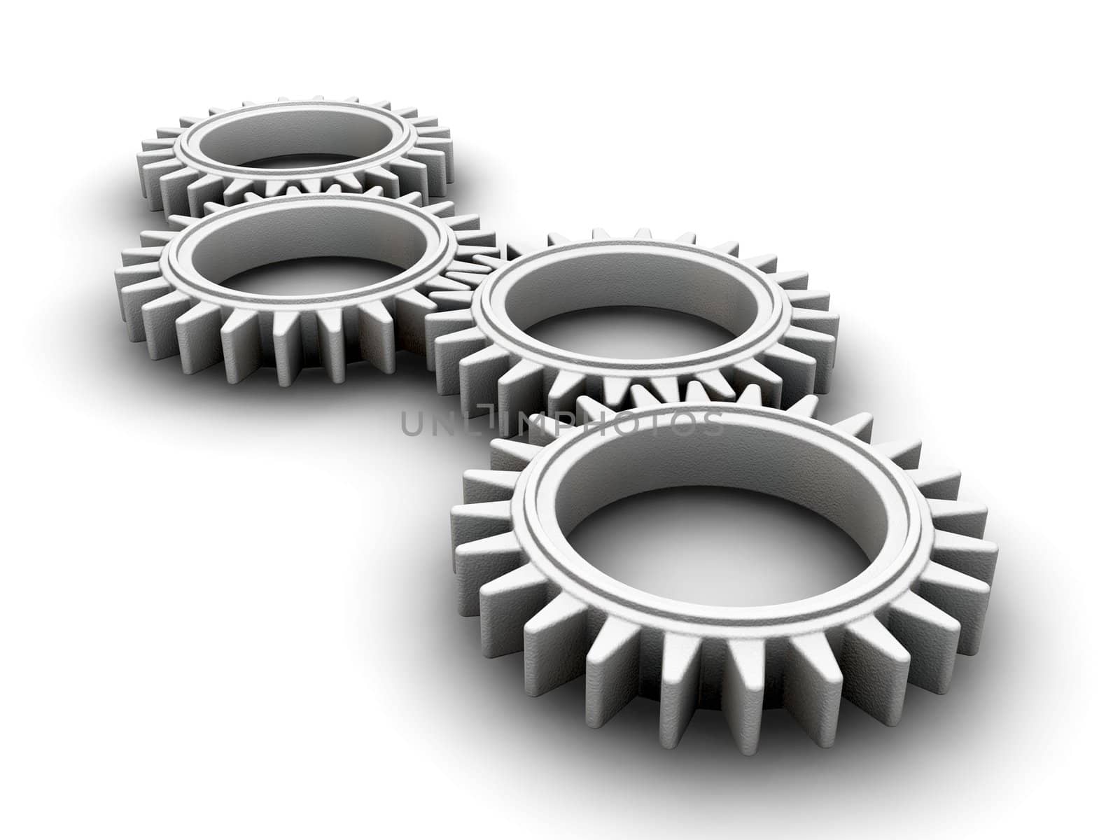 3D render of interlocking gears