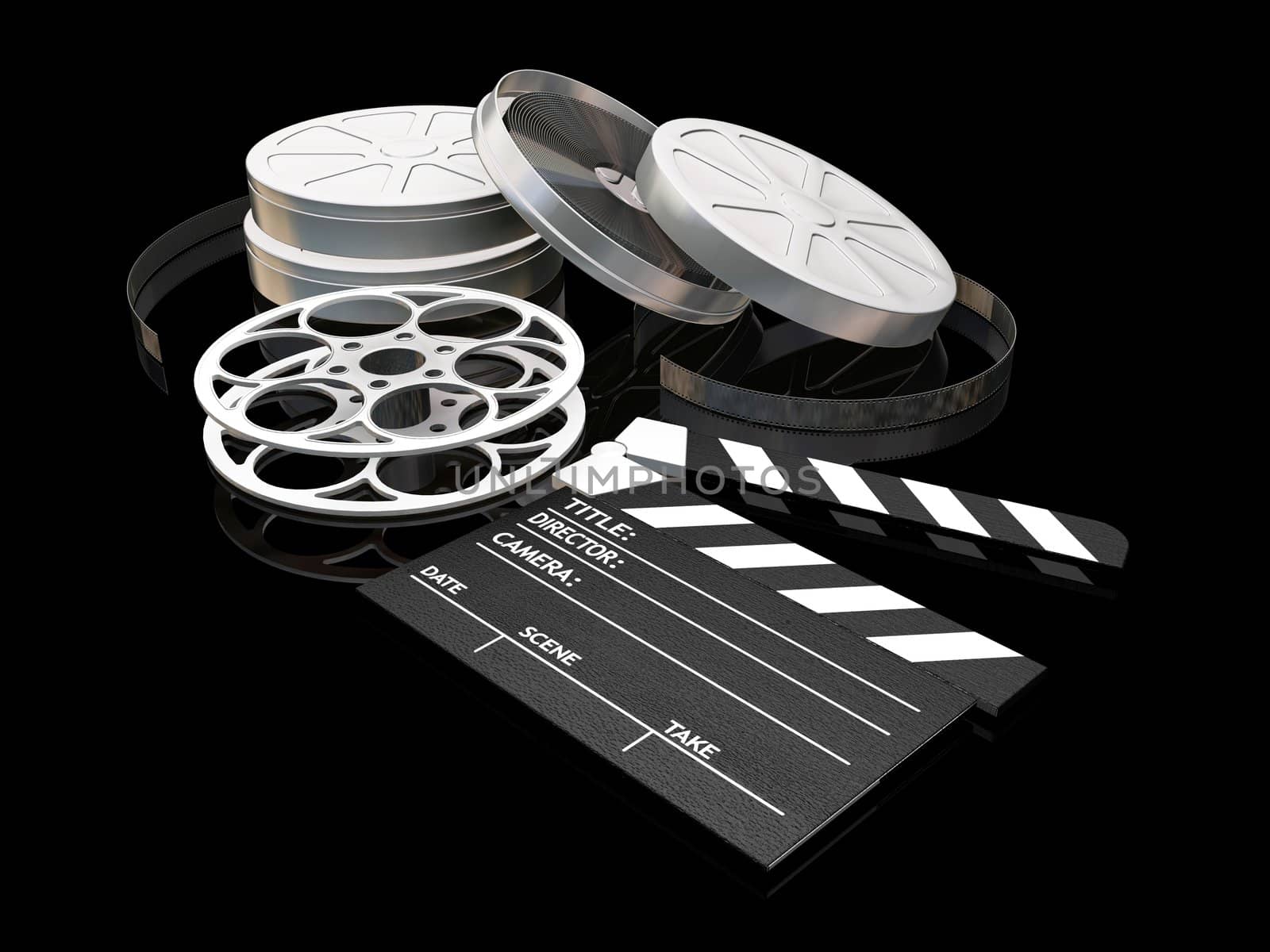 3D render of movie items