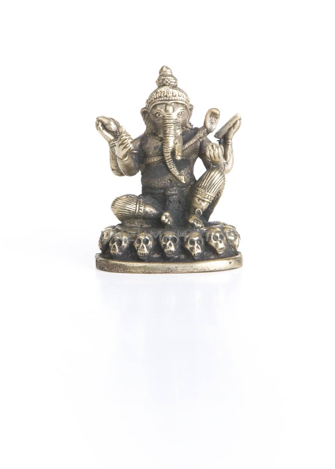 Bronze Ganesh Statue Isolated on a White Background