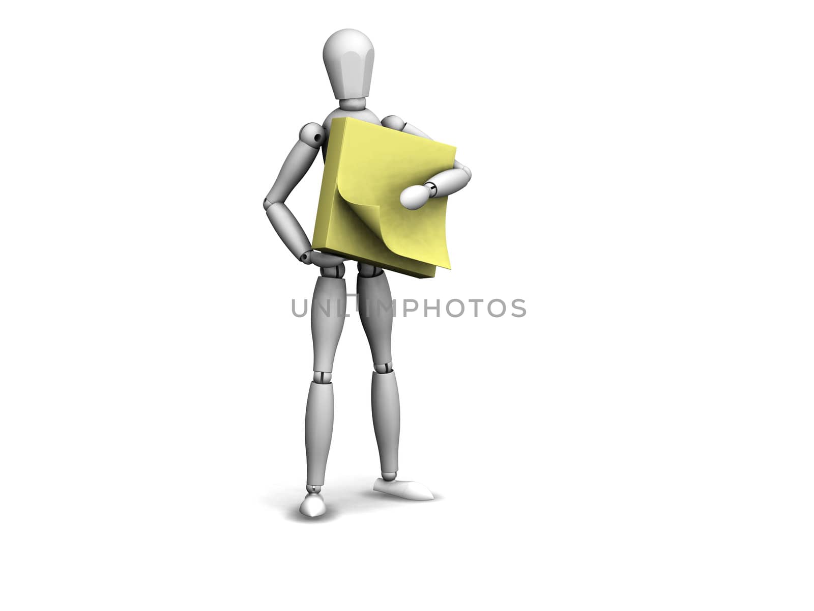 3d render of a man holding a note book