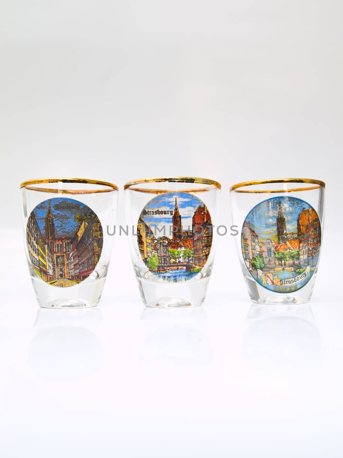 A packe shot glass of Strasbourg landmark