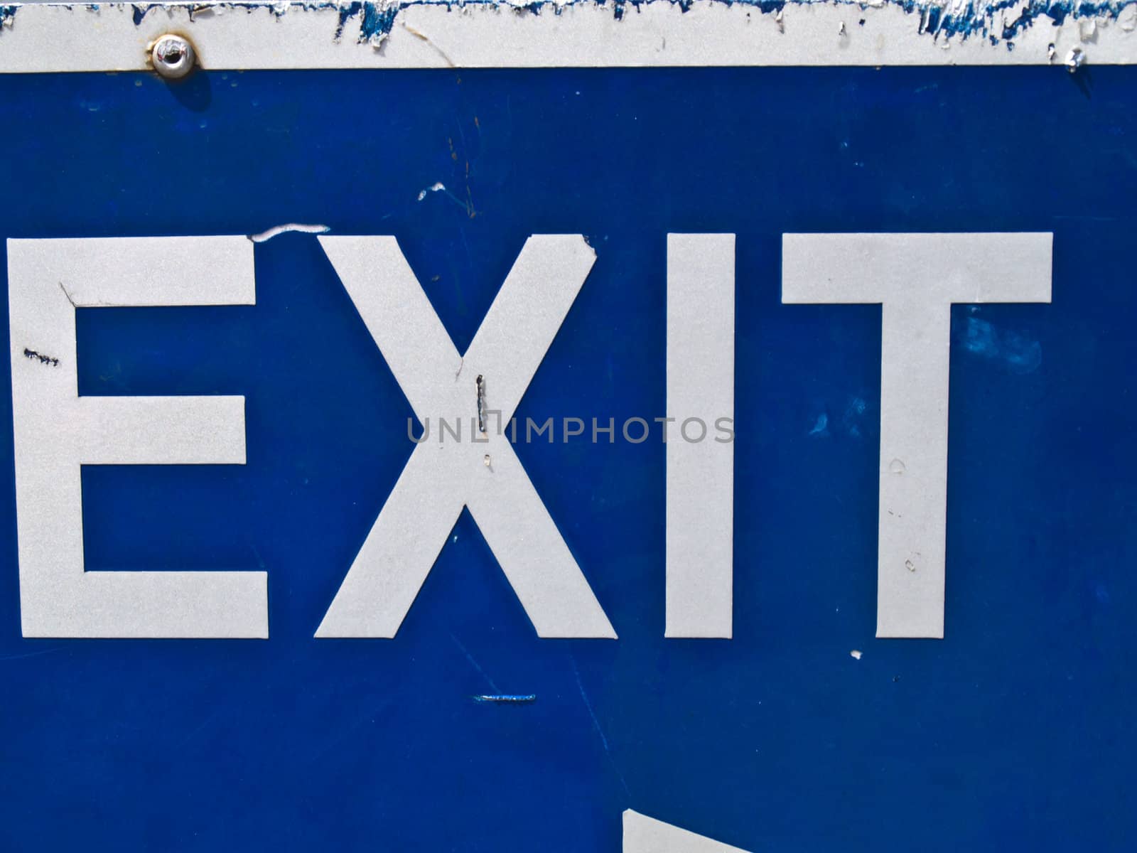 Blue exit road sign by gururugu