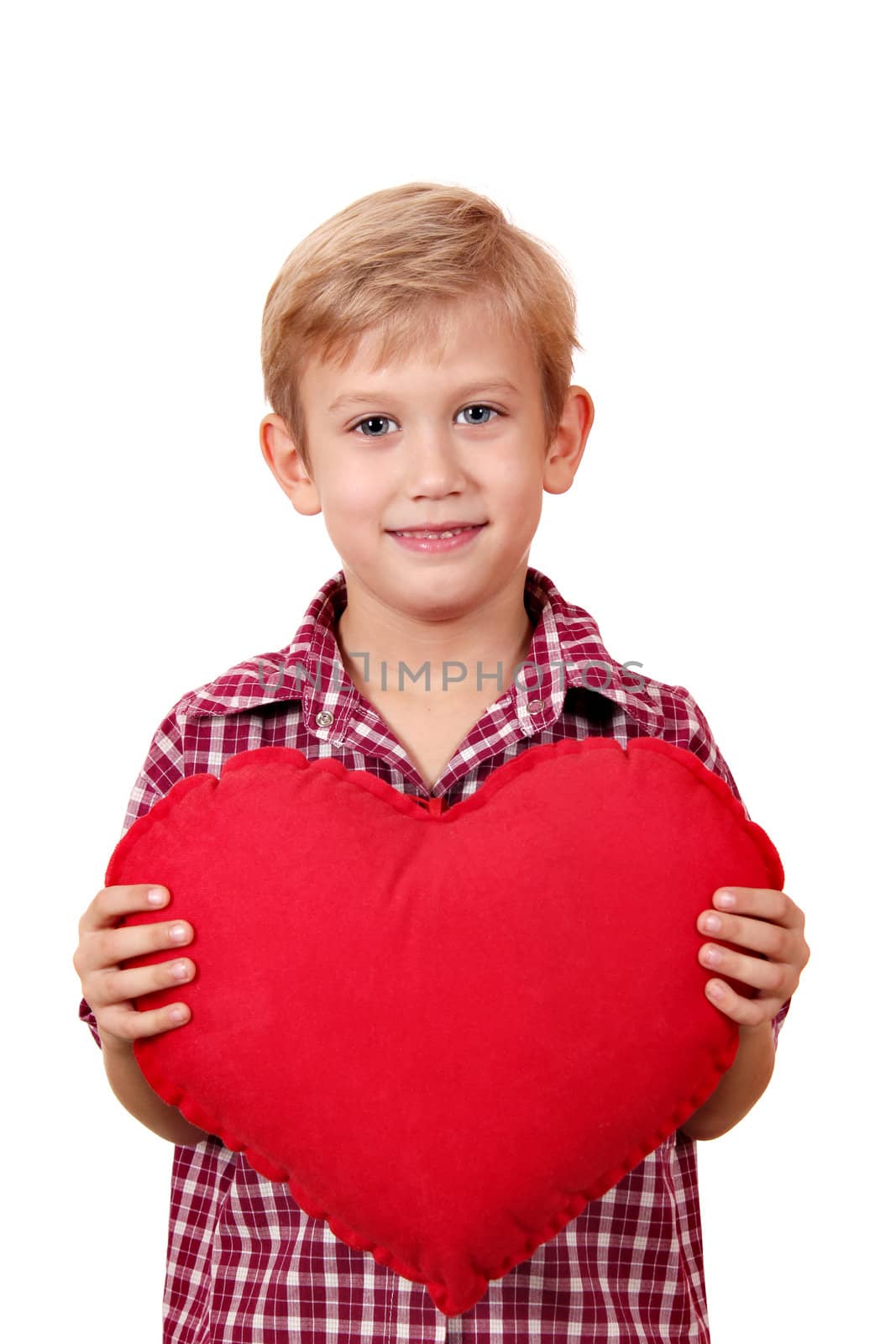 boy with big red heart