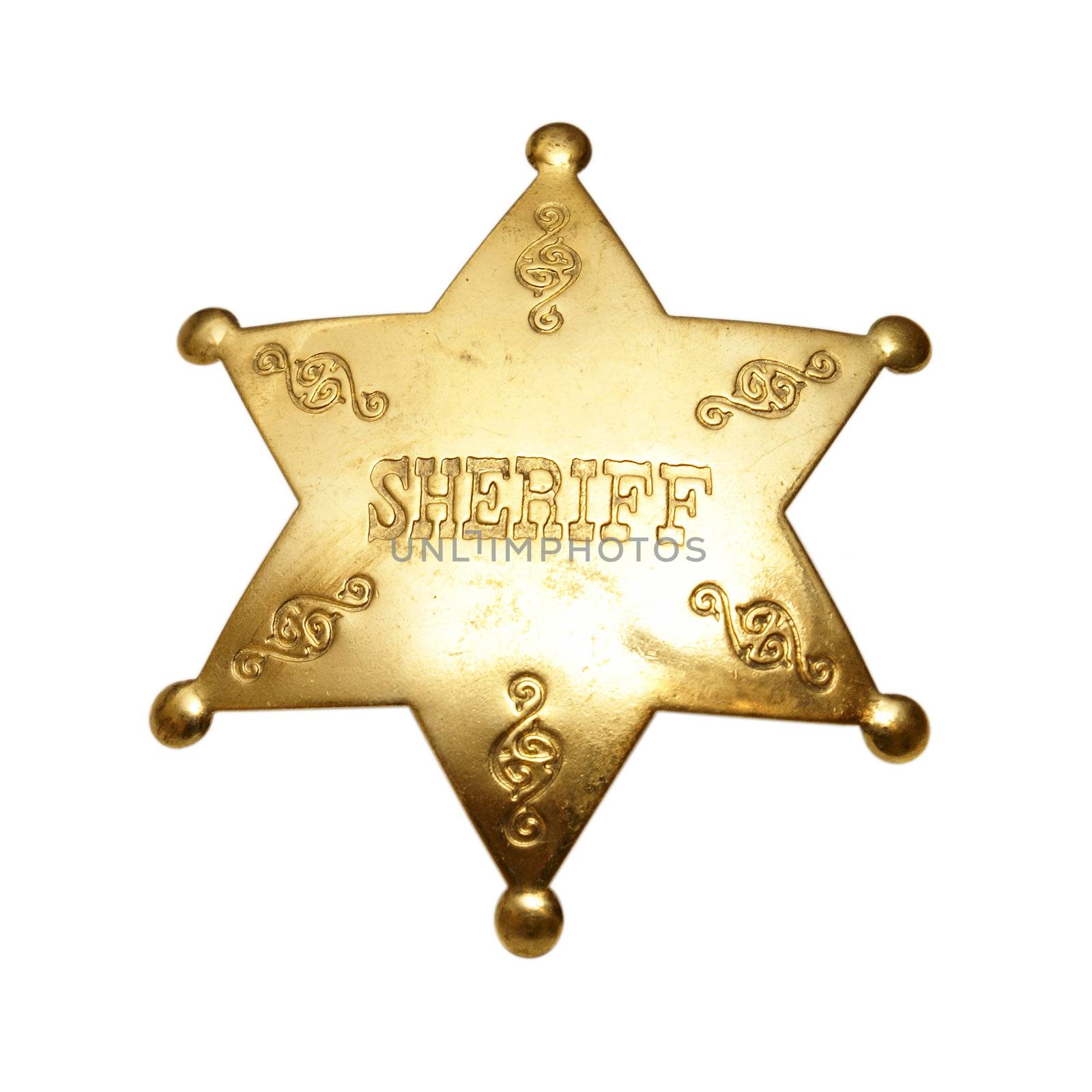 An isolated shot of a sheriff badge.