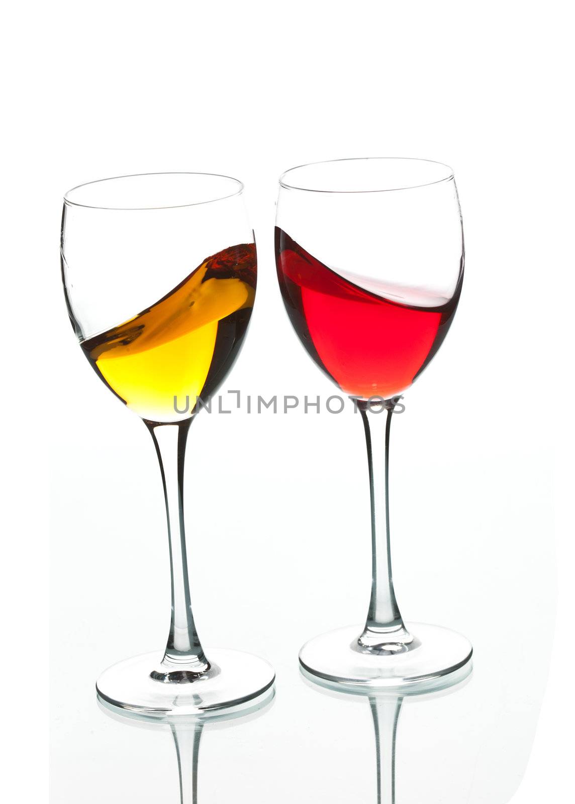 food series: red and white wine in the goblet