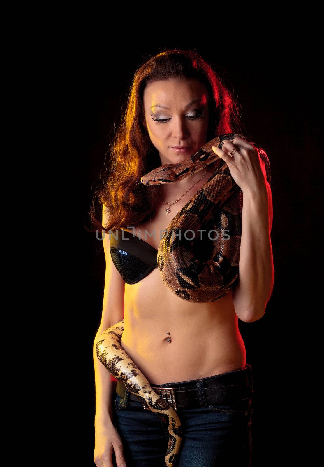 Exotic Woman with a Boa by Discovod