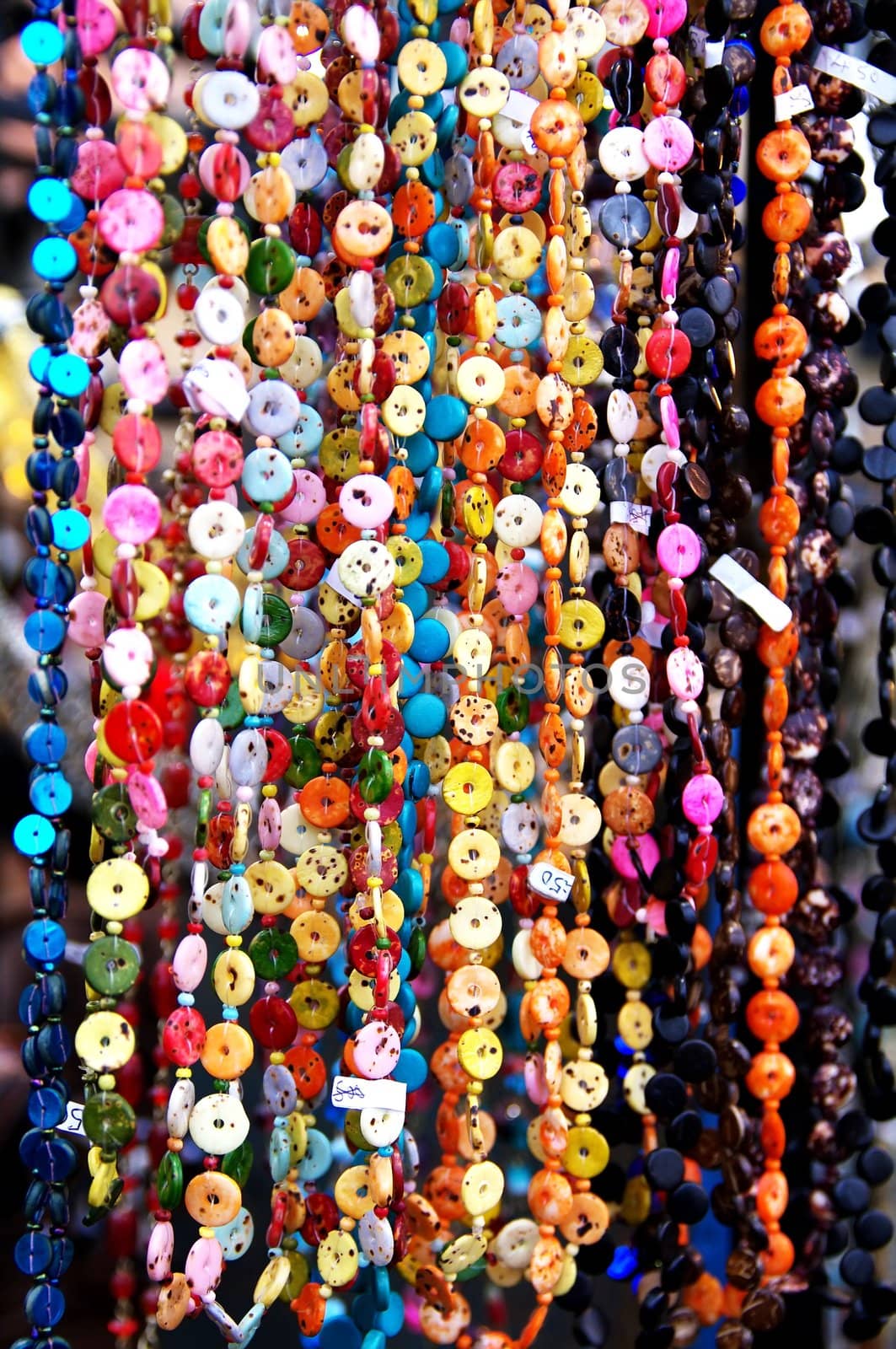 Many necklaces, with different forms and colors