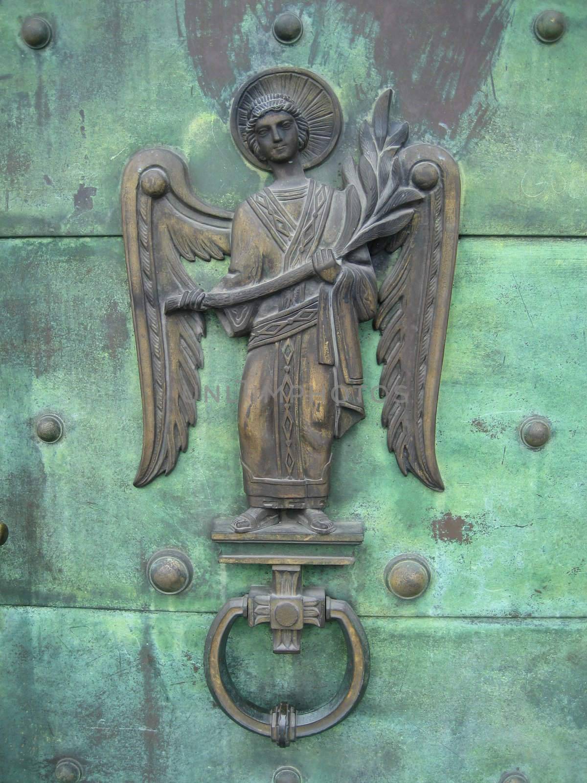 Figure on door of Hamar Cathedral, Norway