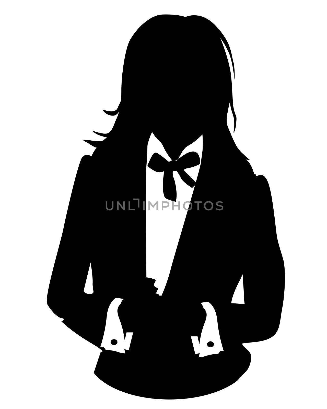 Graphic illustration of woman in business suit as user icon, avatar
