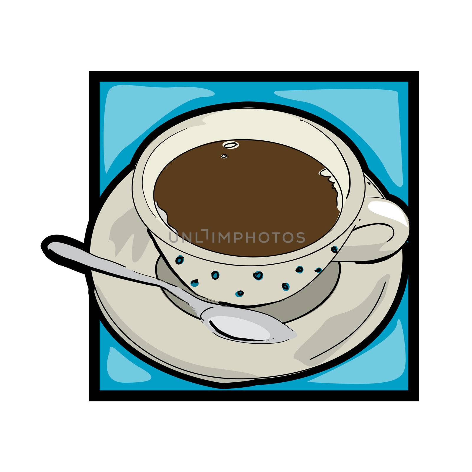 Classic clip art graphic icon with coffee cup and spoon