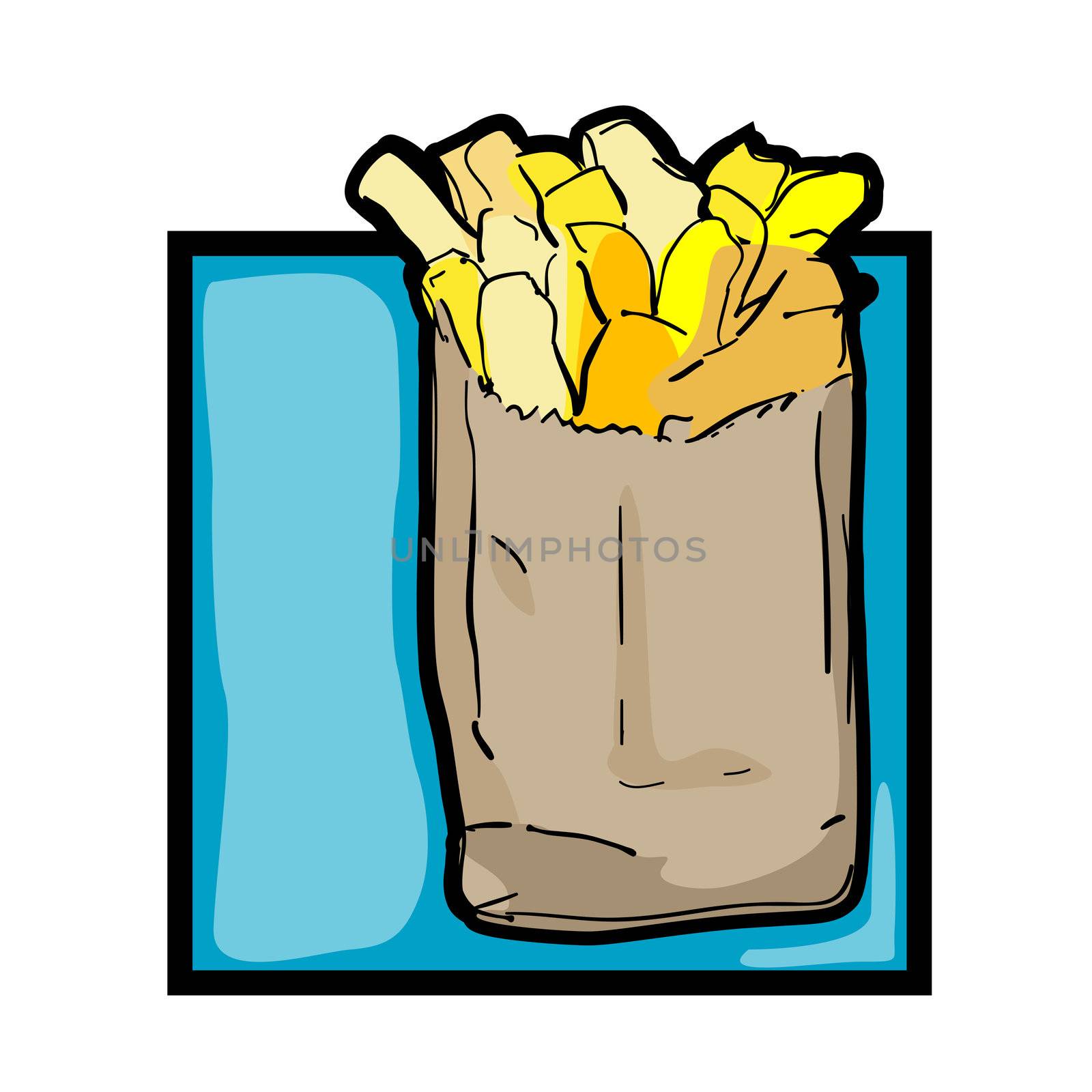 Classic clip art graphic icon with french fries