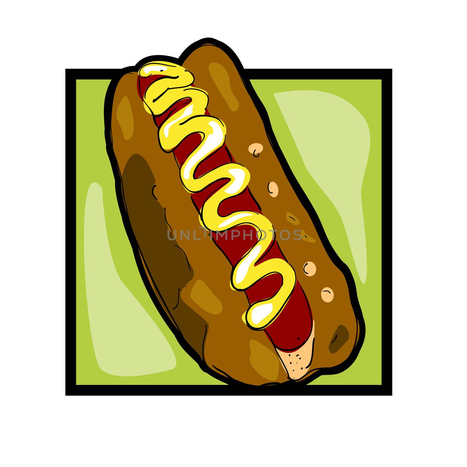 Classic clip art graphic icon with hot dog