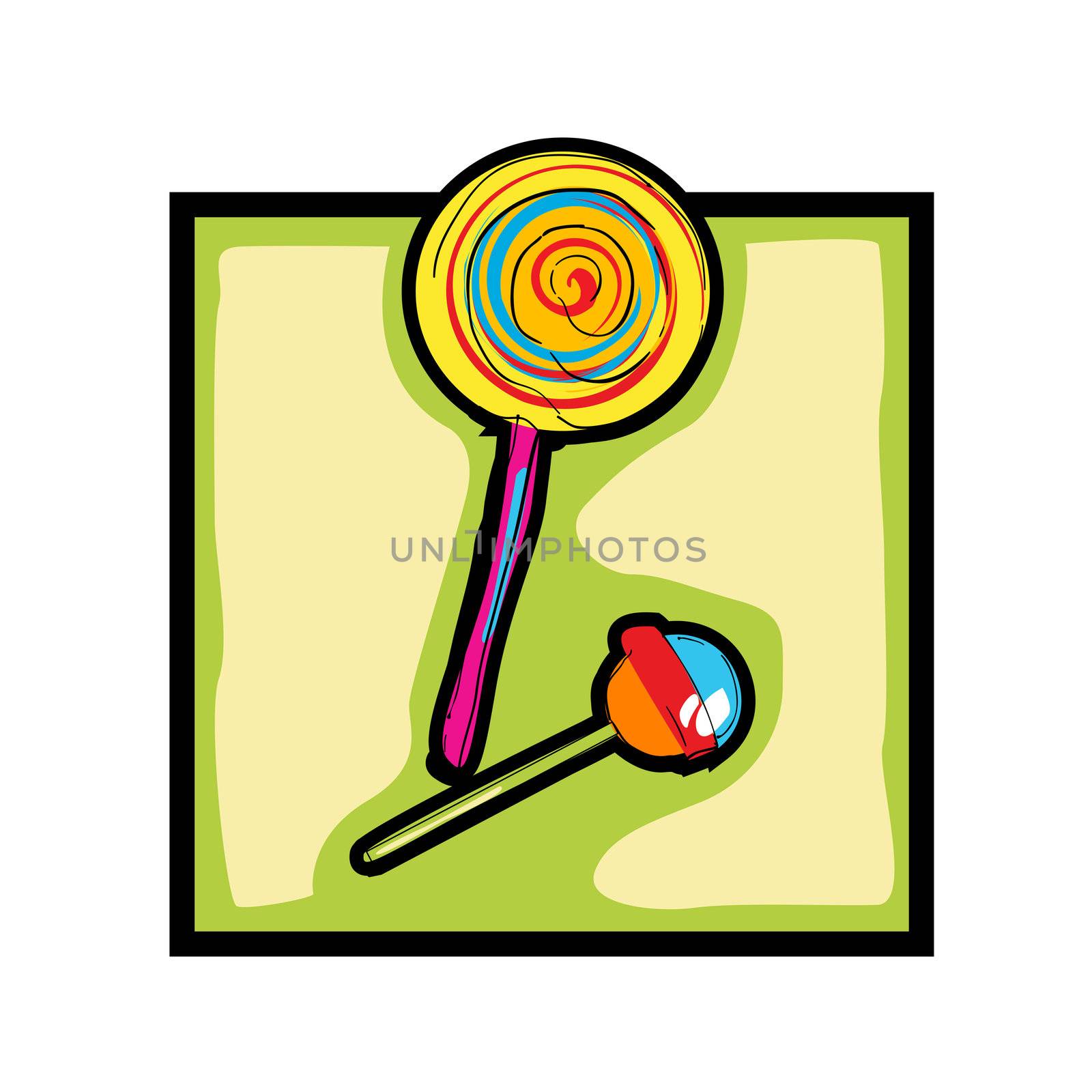 Classic clip art graphic icon with lollipop and candy
